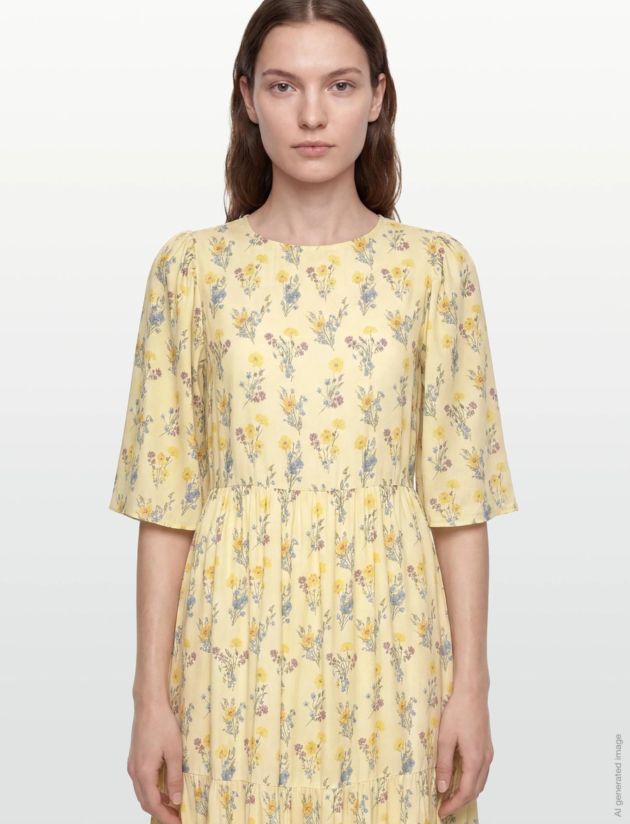 Bubbleroom - Butterfly Sleeve Maxi Dress - maxi kjoler - light yellow/patterned - 3