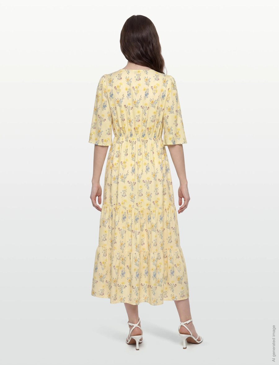 Bubbleroom - Butterfly Sleeve Maxi Dress - maxi kjoler - light yellow/patterned - 4