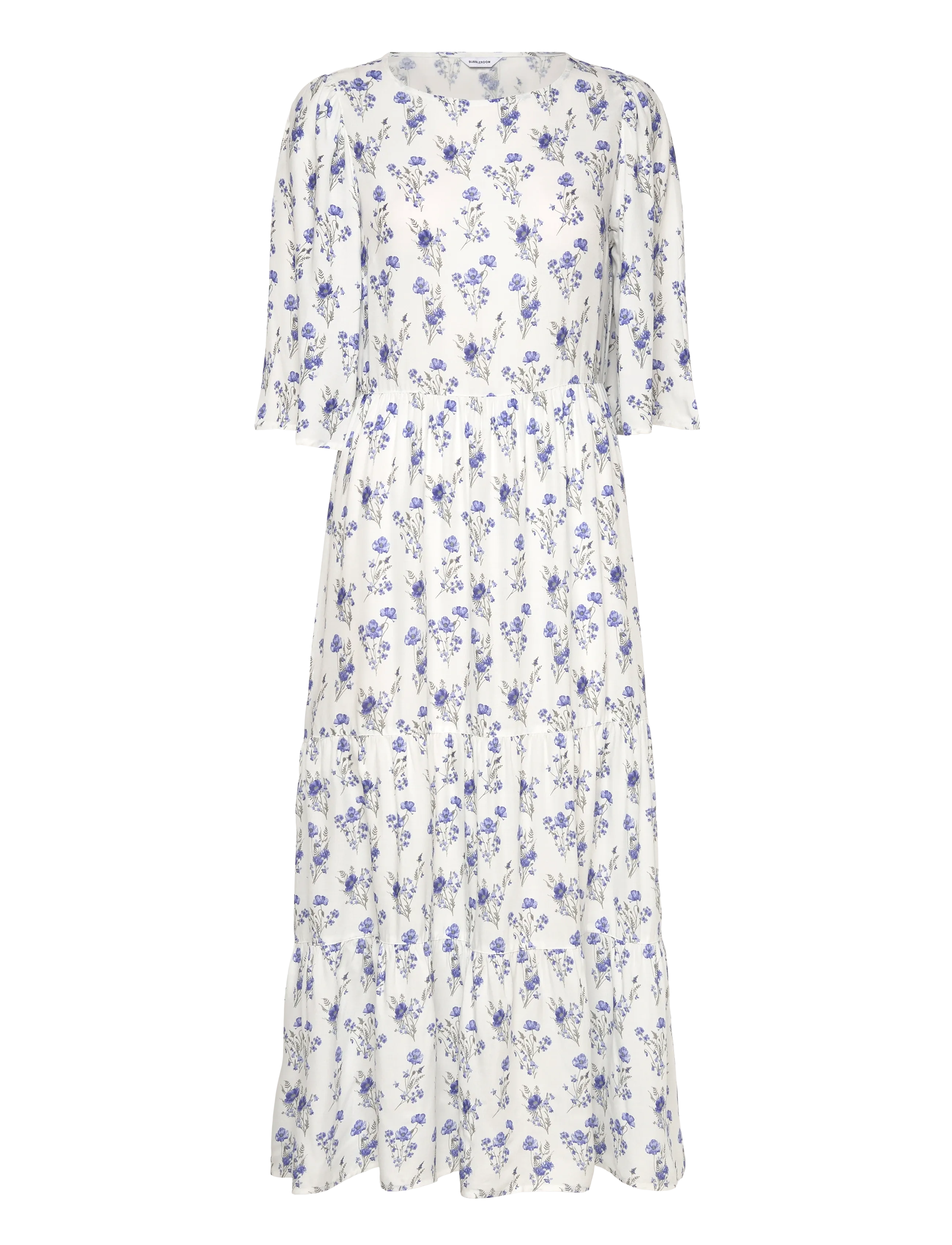 Bubbleroom Butterfly Sleeve Maxi Dress - Vaatteet - WHITE/FLORAL / blue