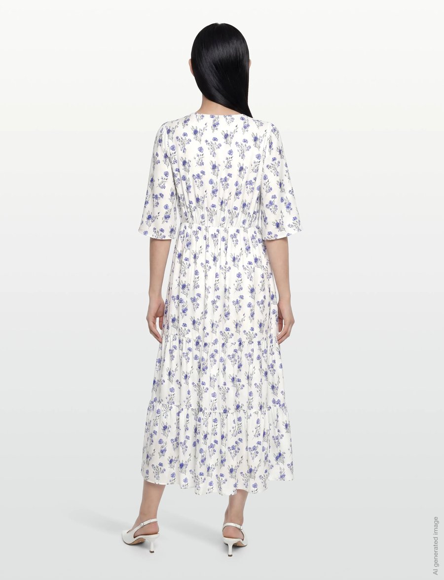 Bubbleroom - Butterfly Sleeve Maxi Dress - sommerkjoler - white/floral - 4