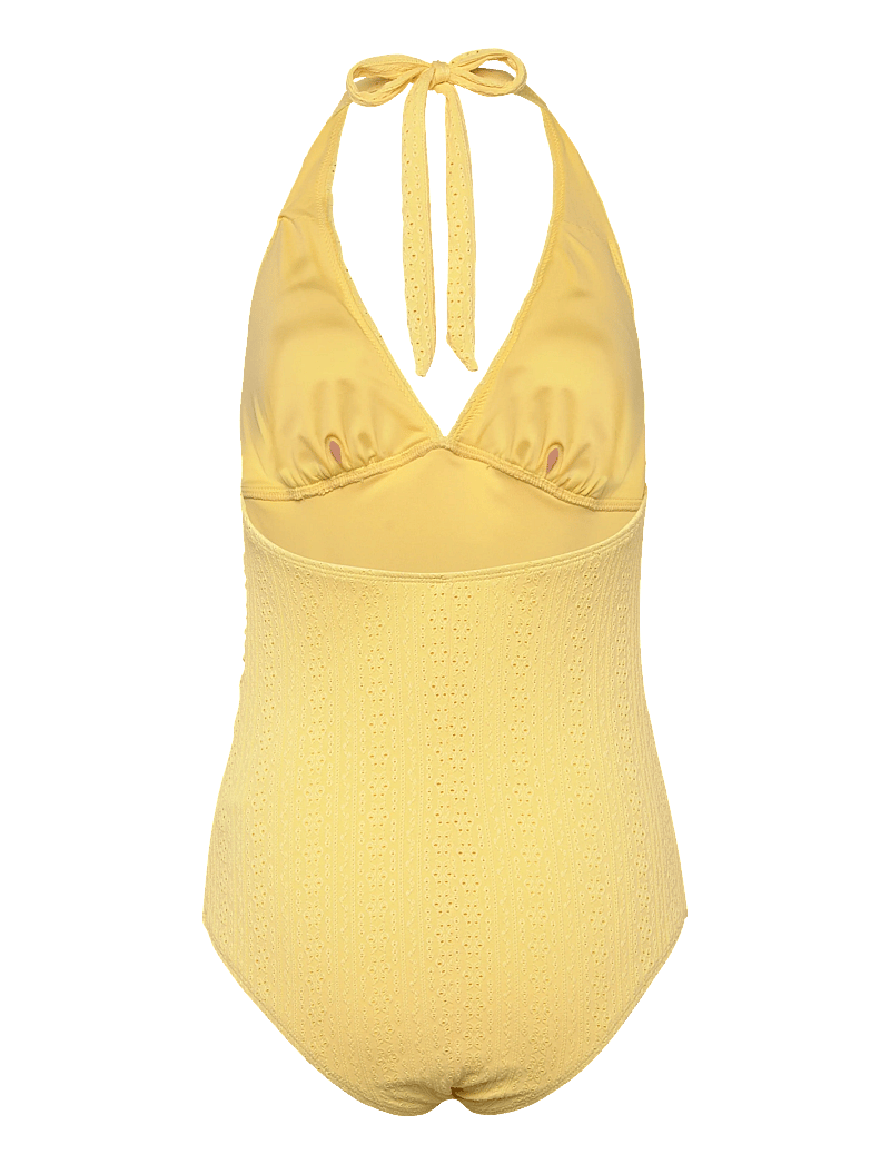 Bubbleroom - Ruched Broderie Anglaise Swimsuit - badedragter - yellow - 2