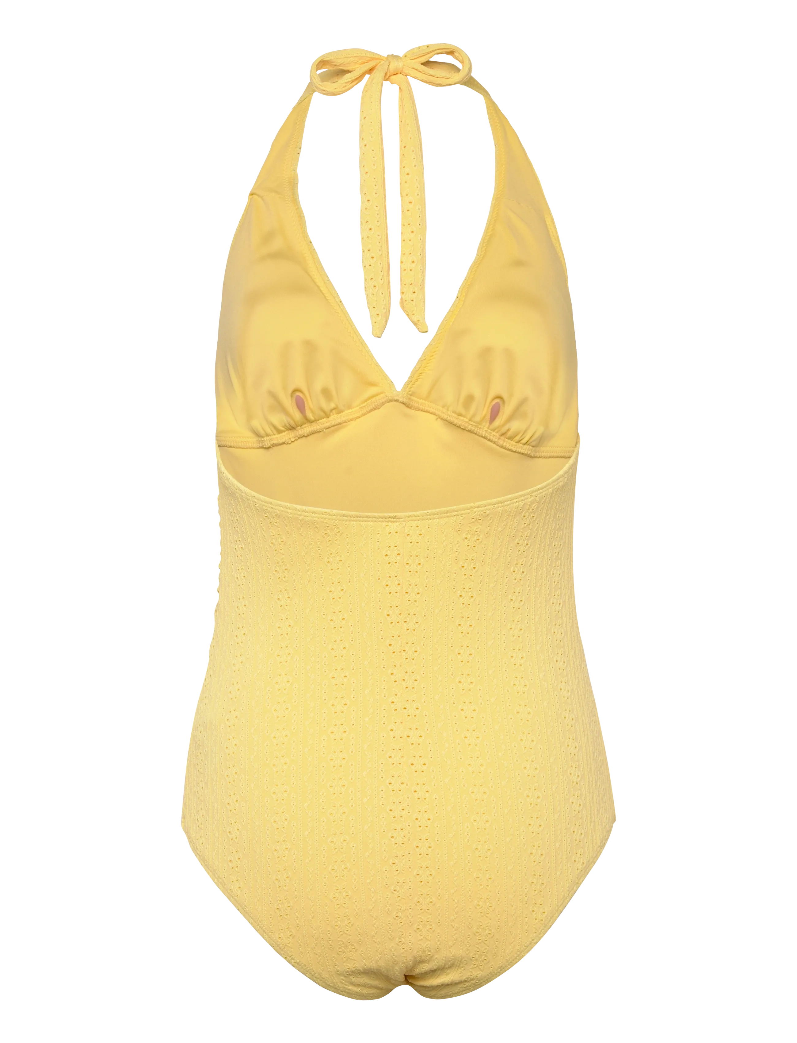 Bubbleroom - Ruched Broderie Anglaise Swimsuit - badedragter - yellow - 2