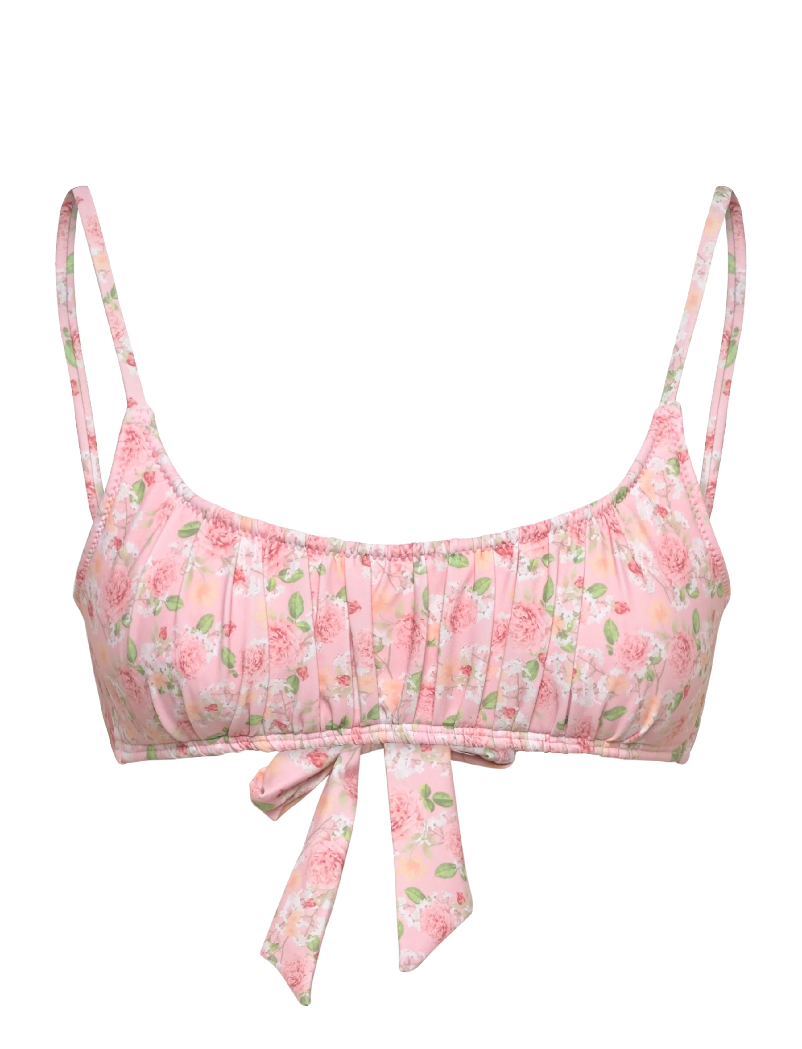 Bubbleroom Ruched Bikini Top - New arrivals - PINK/FLORAL / pink/rose