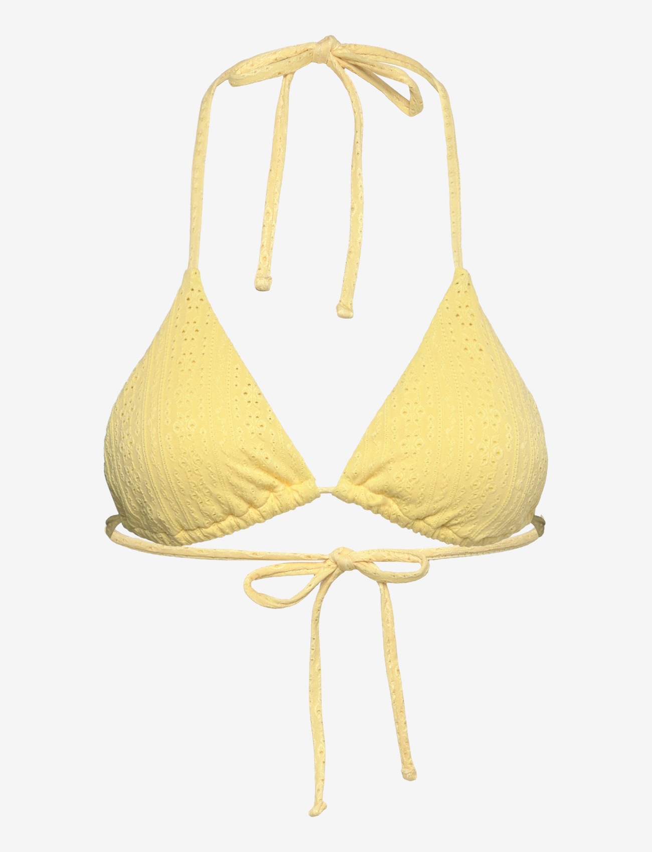 Bubbleroom - Triangle Broderie Anglaise Bikini Top - bikinien kolmioyläosat - yellow - 1