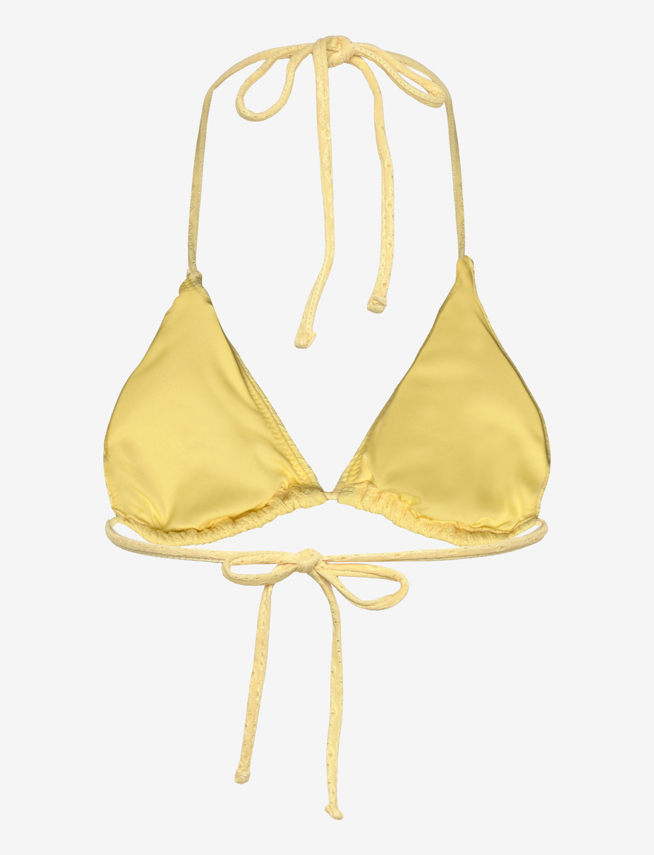 Bubbleroom - Triangle Broderie Anglaise Bikini Top - bikinien kolmioyläosat - yellow - 2
