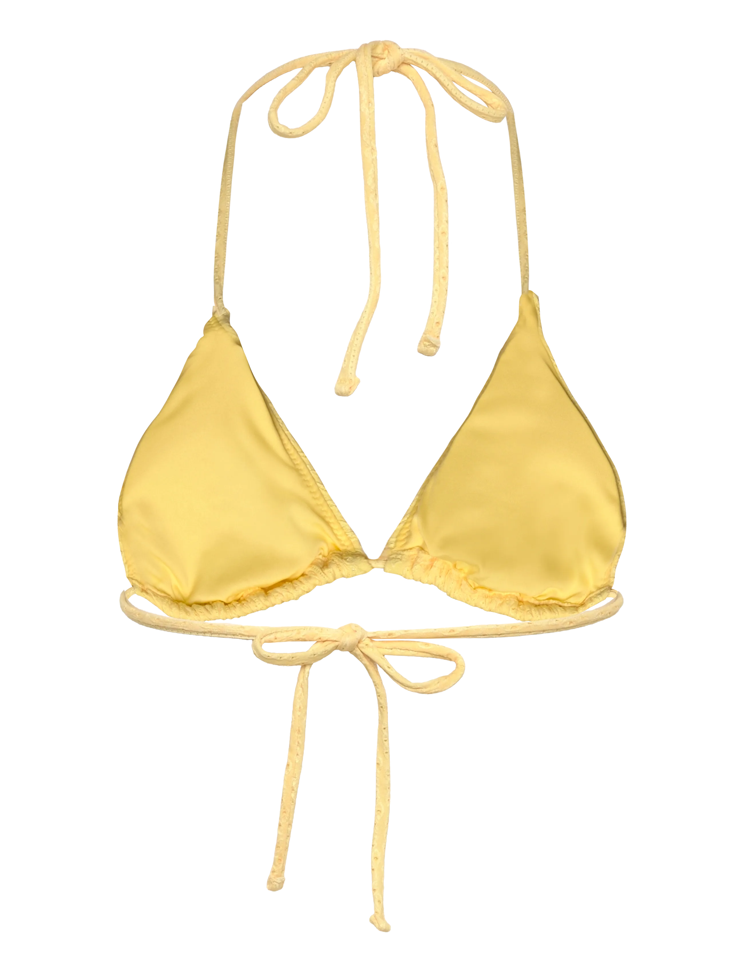 Bubbleroom - Triangle Broderie Anglaise Bikini Top - dreieck-bikini-oberteile - yellow - 2