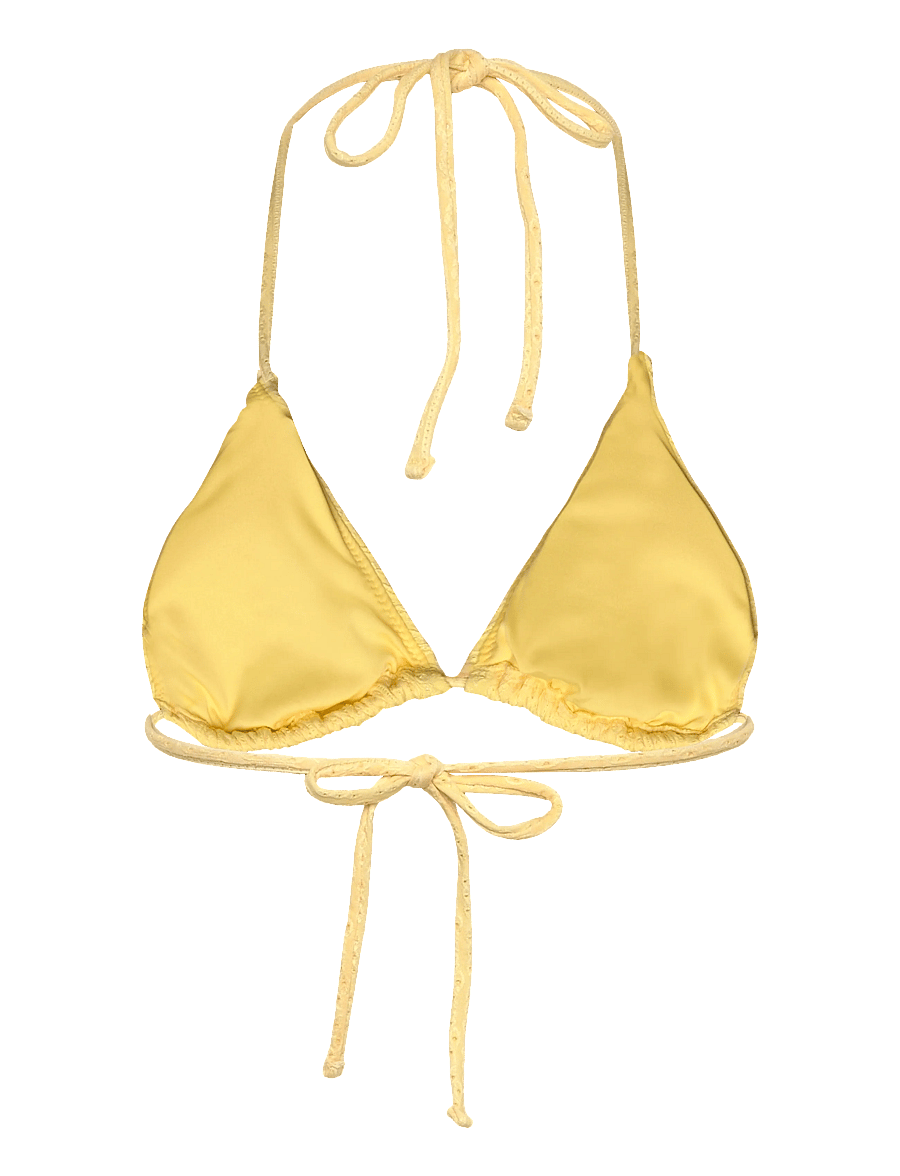 Bubbleroom - Triangle Broderie Anglaise Bikini Top - dreieck-bikini-oberteile - yellow - 2