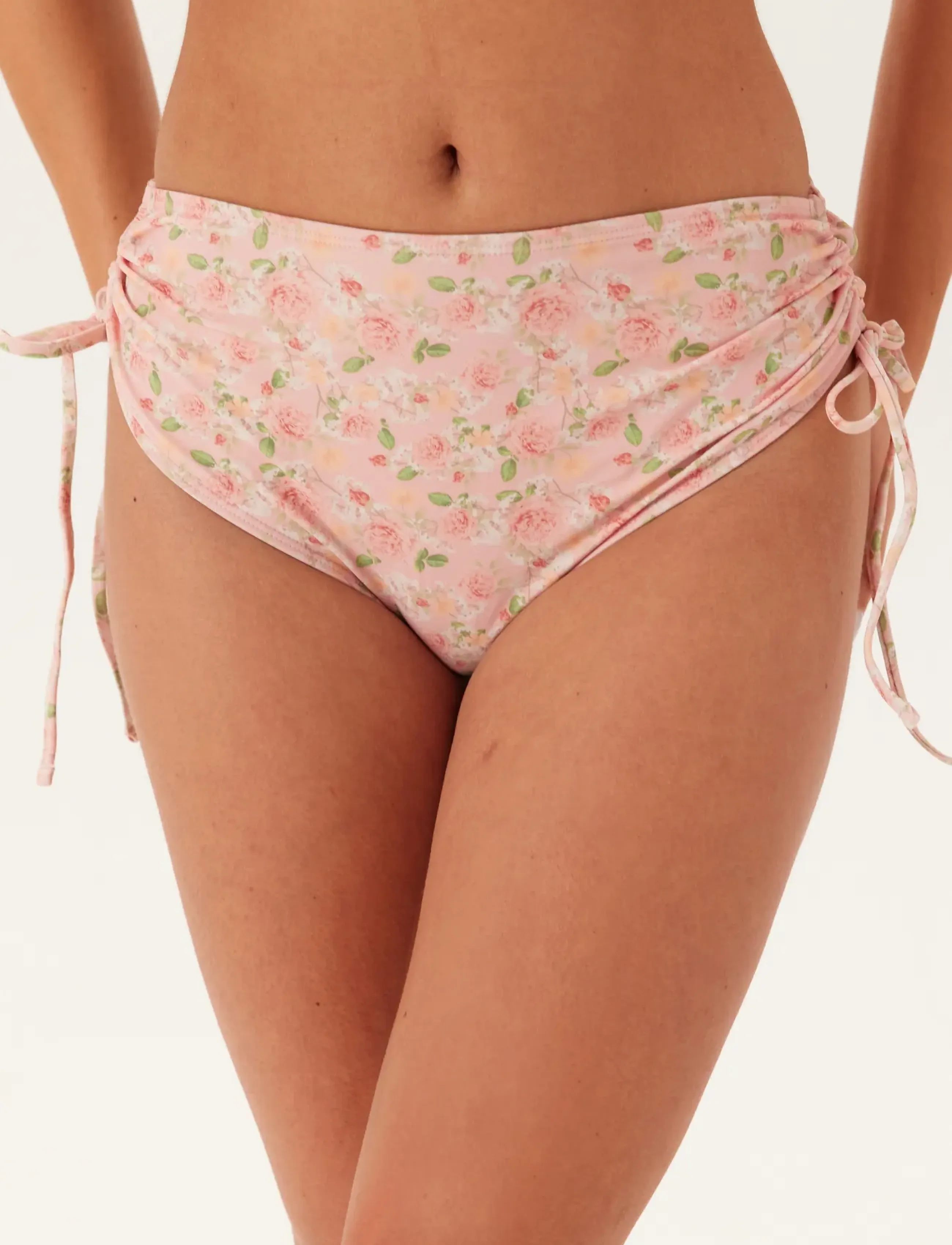 Bubbleroom - Tie High Waist Bottom - side tie bikinis - pink/floral - 3