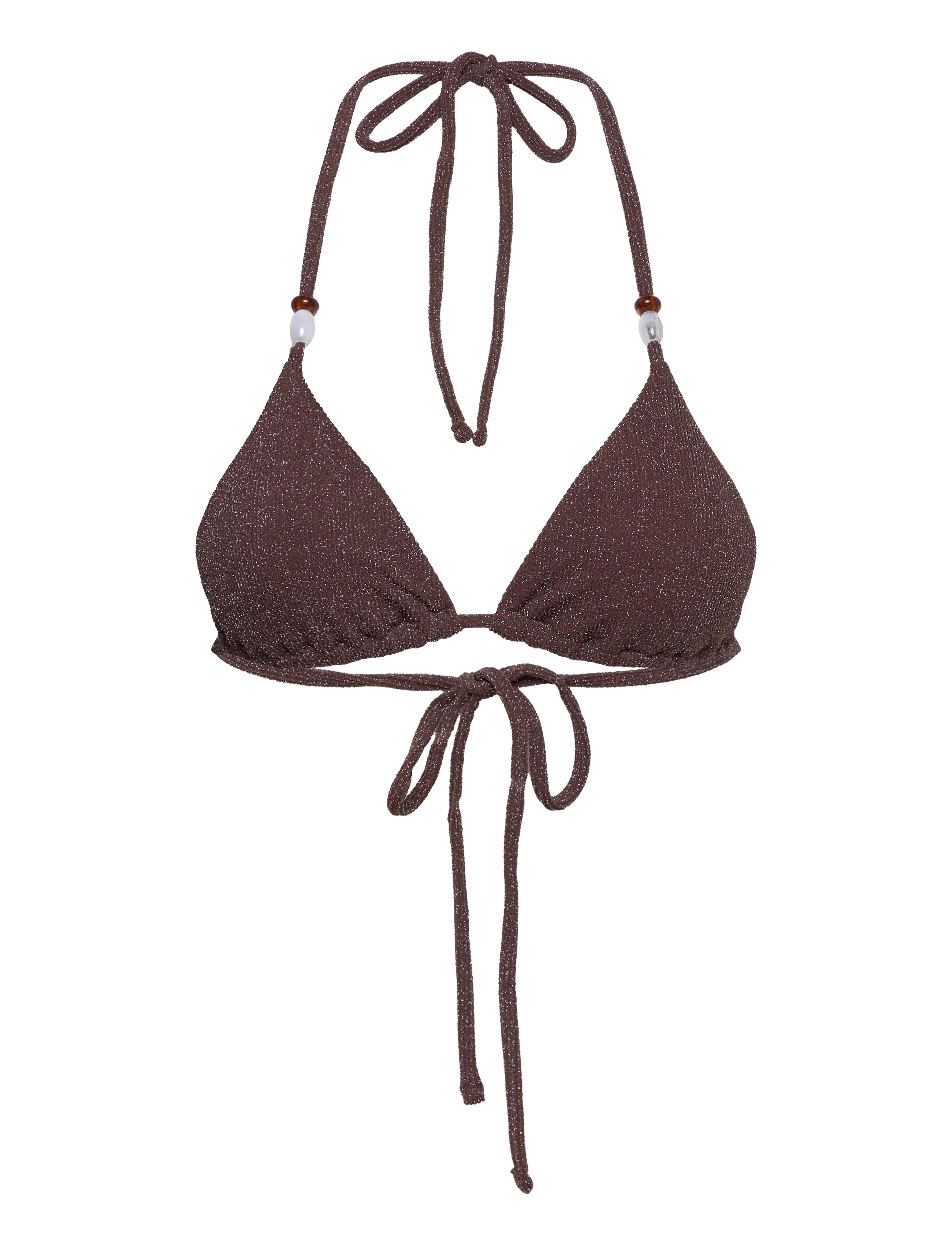 BUBBLEROOM Triangle Glittery Bikini Oberteil Braun - S - Damen
