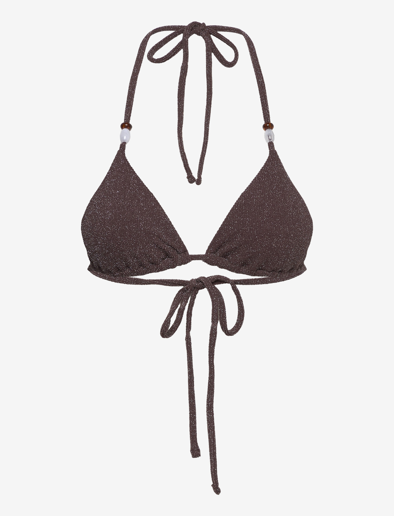 Bubbleroom - Triangle Glittery Bikini Top - dreieck-bikini-oberteile - dark brown - 1