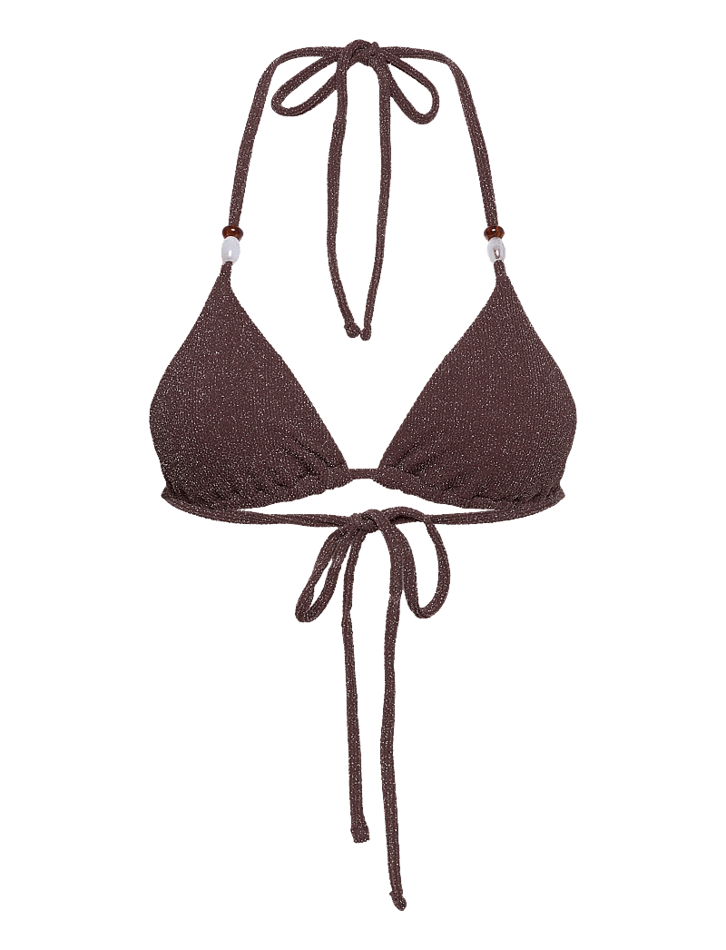 Bubbleroom - Triangle Glittery Bikini Top - dreieck-bikini-oberteile - dark brown - 1