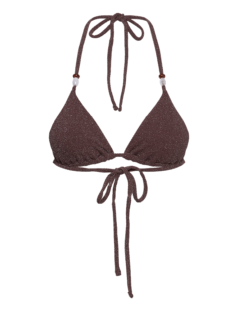 Bubbleroom - Triangle Glittery Bikini Top - dreieck-bikini-oberteile - dark brown - 1