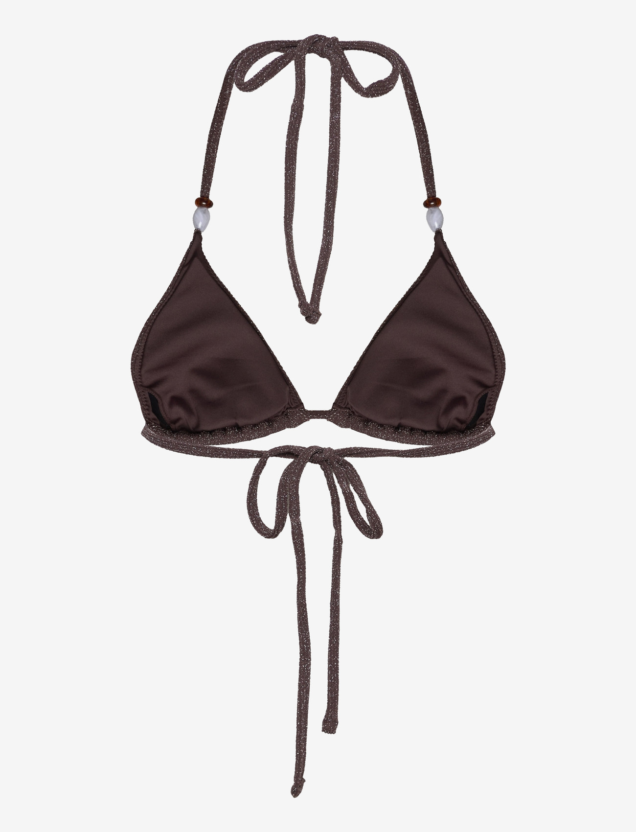 Bubbleroom - Triangle Glittery Bikini Top - dreieck-bikini-oberteile - dark brown - 2