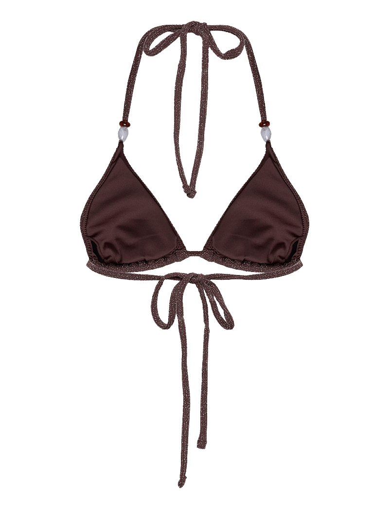 Bubbleroom - Triangle Glittery Bikini Top - dreieck-bikini-oberteile - dark brown - 2