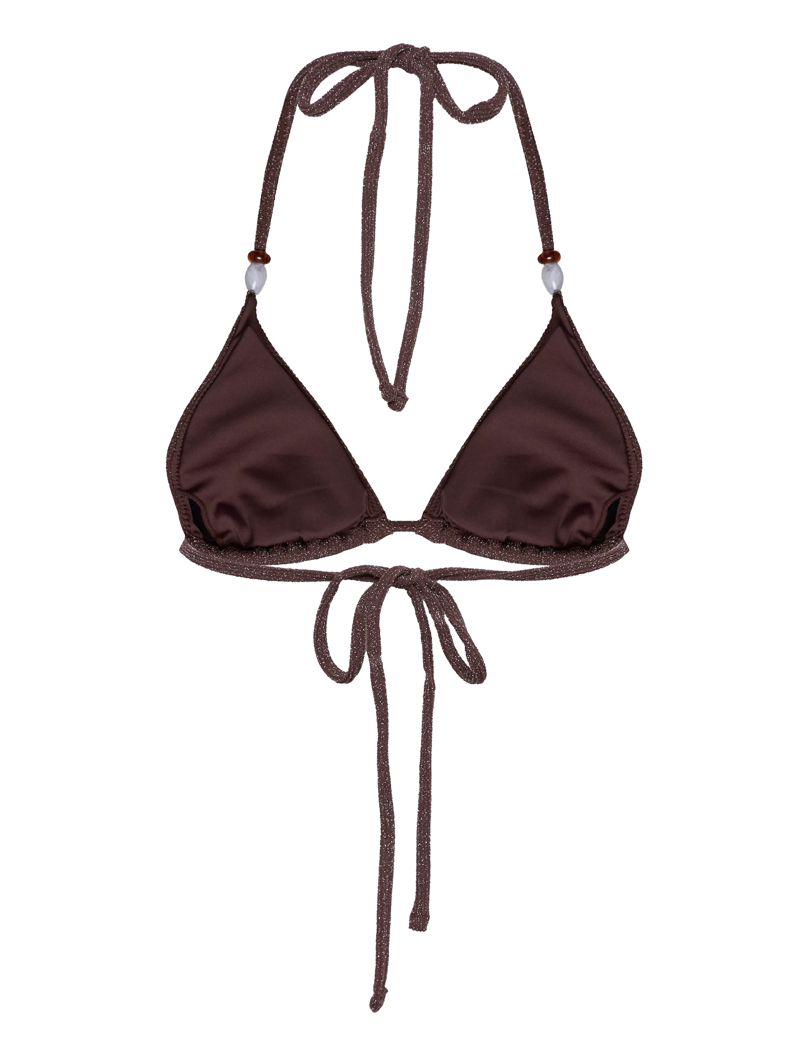 Bubbleroom - Triangle Glittery Bikini Top - kolmnurksed bikiinide ülaosad - dark brown - 2