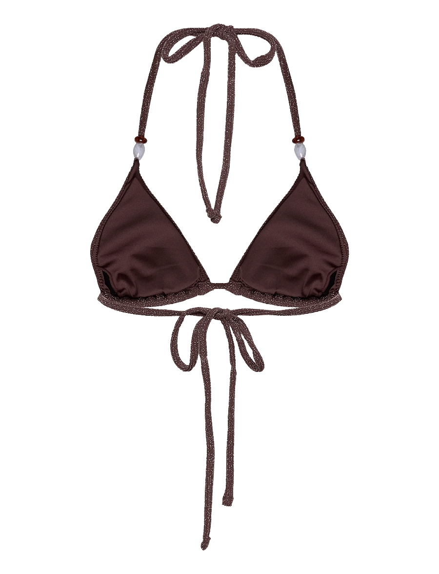 Bubbleroom - Triangle Glittery Bikini Top - dreieck-bikini-oberteile - dark brown - 2