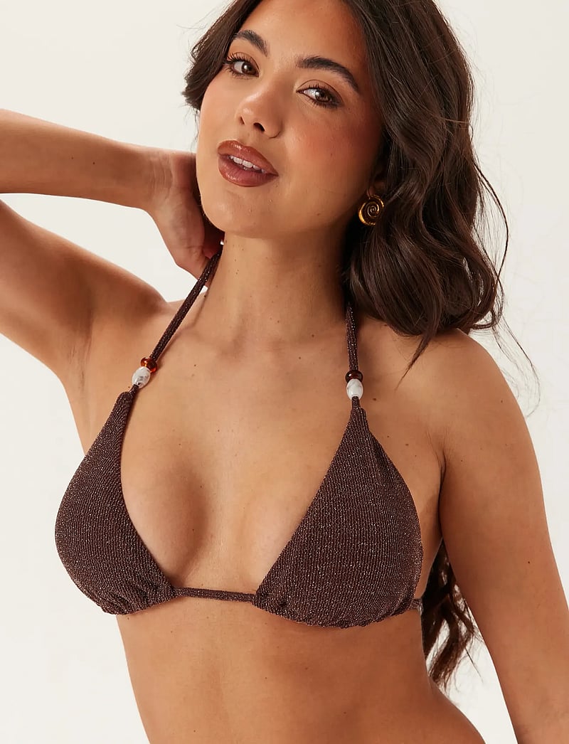 Bubbleroom - Triangle Glittery Bikini Top - dreieck-bikini-oberteile - dark brown - 3