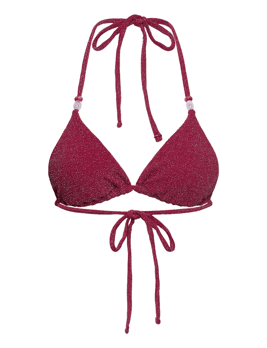 Bubbleroom - Triangle Glittery Bikini Top - dreieck-bikini-oberteile - dark pink - 1