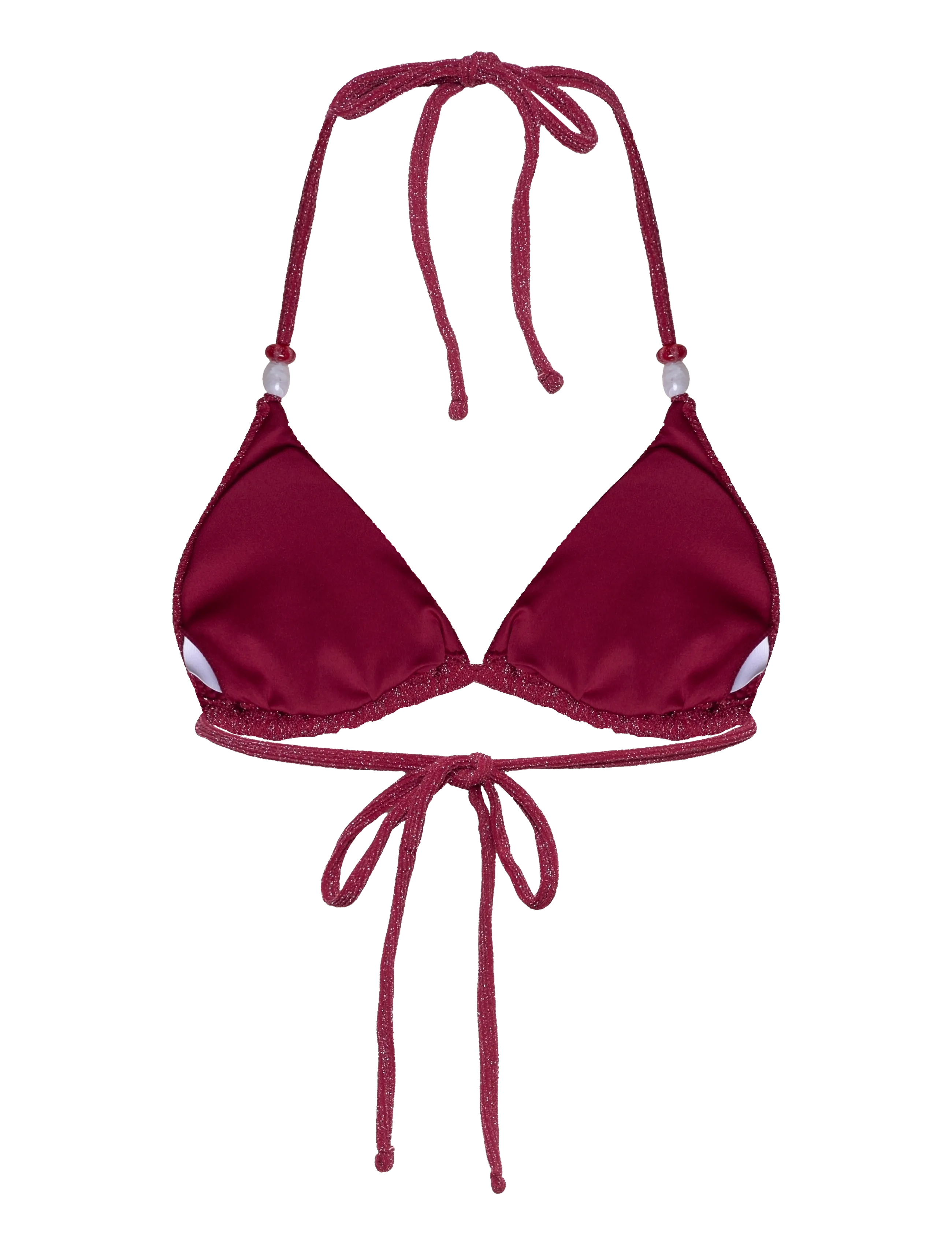 Bubbleroom - Triangle Glittery Bikini Top - dreieck-bikini-oberteile - dark pink - 2