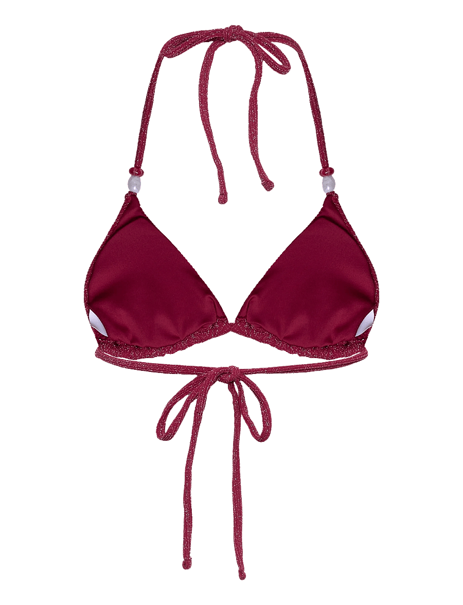 Bubbleroom - Triangle Glittery Bikini Top - dreieck-bikini-oberteile - dark pink - 2