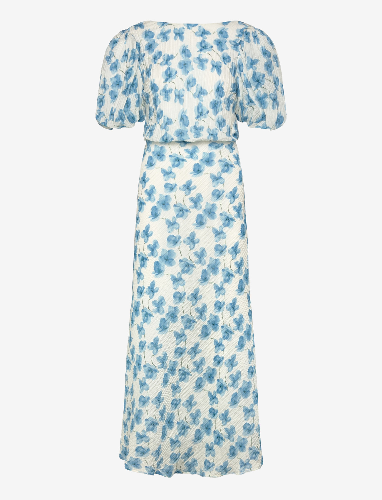 Bubbleroom Structured Puff Sleeve Ankle Dress - Tøj - BLUE/FLORAL / blue