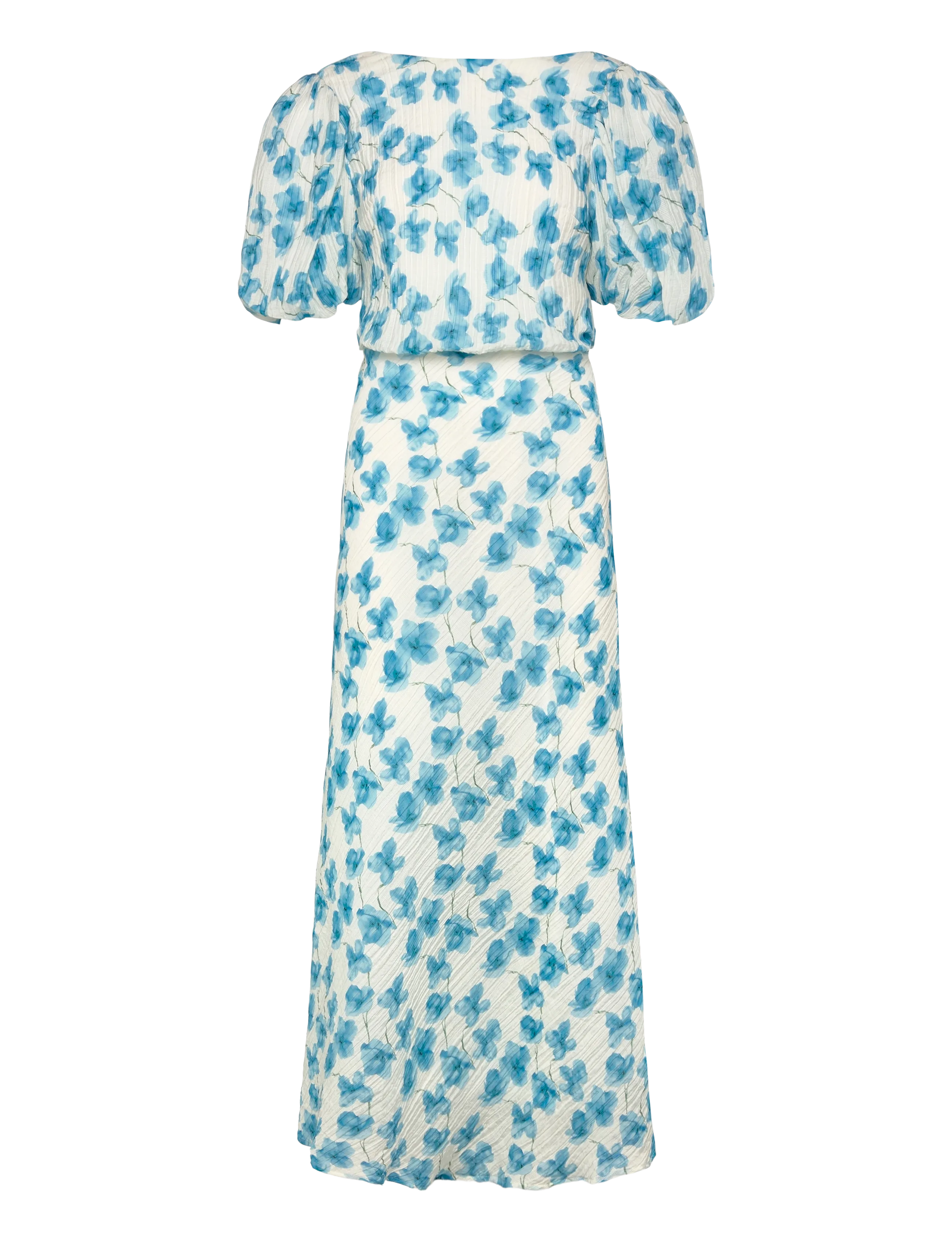 Bubbleroom Structured Puff Sleeve Ankle Dress - Maxi kjoler - BLUE/FLORAL / blue