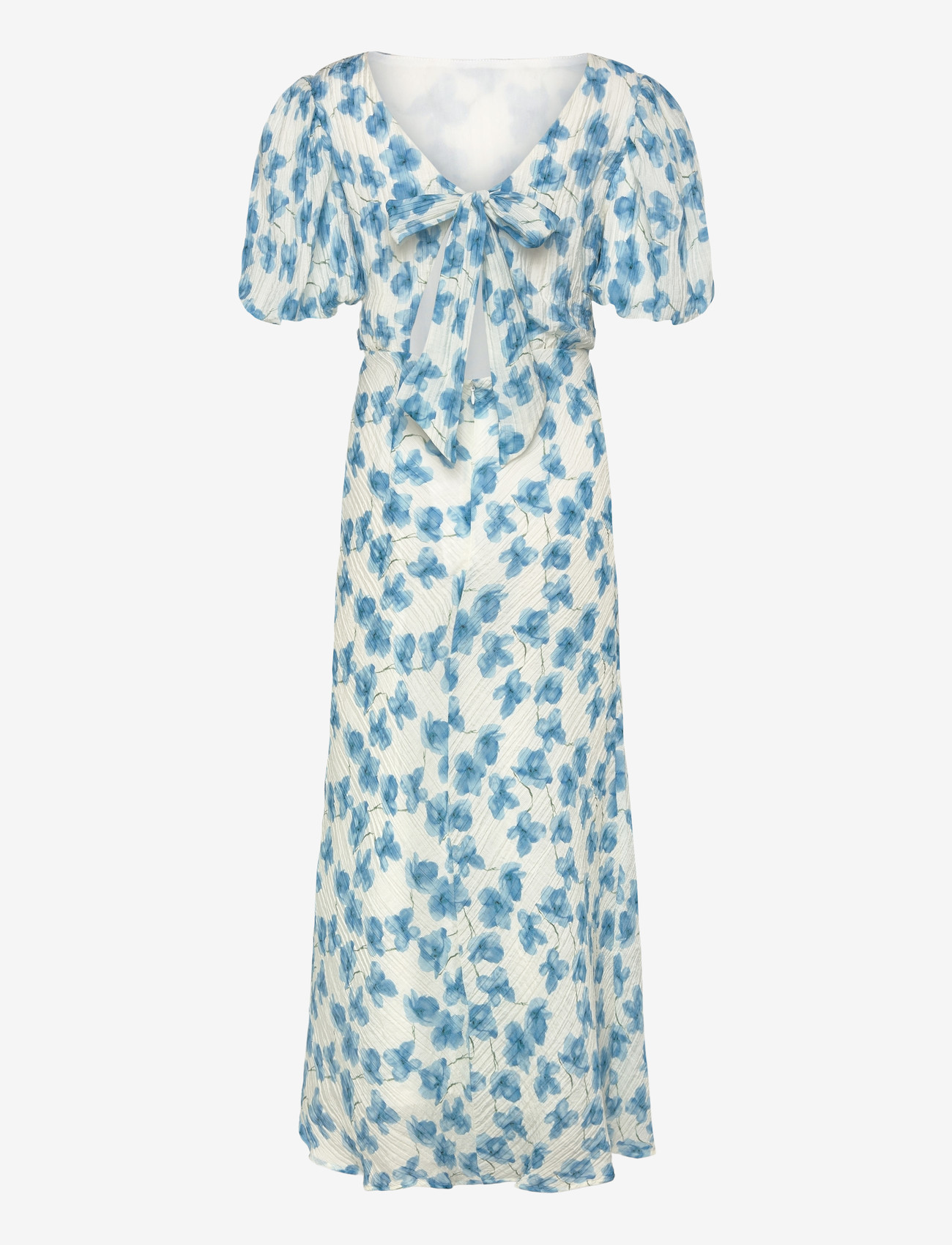 Bubbleroom - Structured Puff Sleeve Ankle Dress - sommerkleider - blue/floral - 1