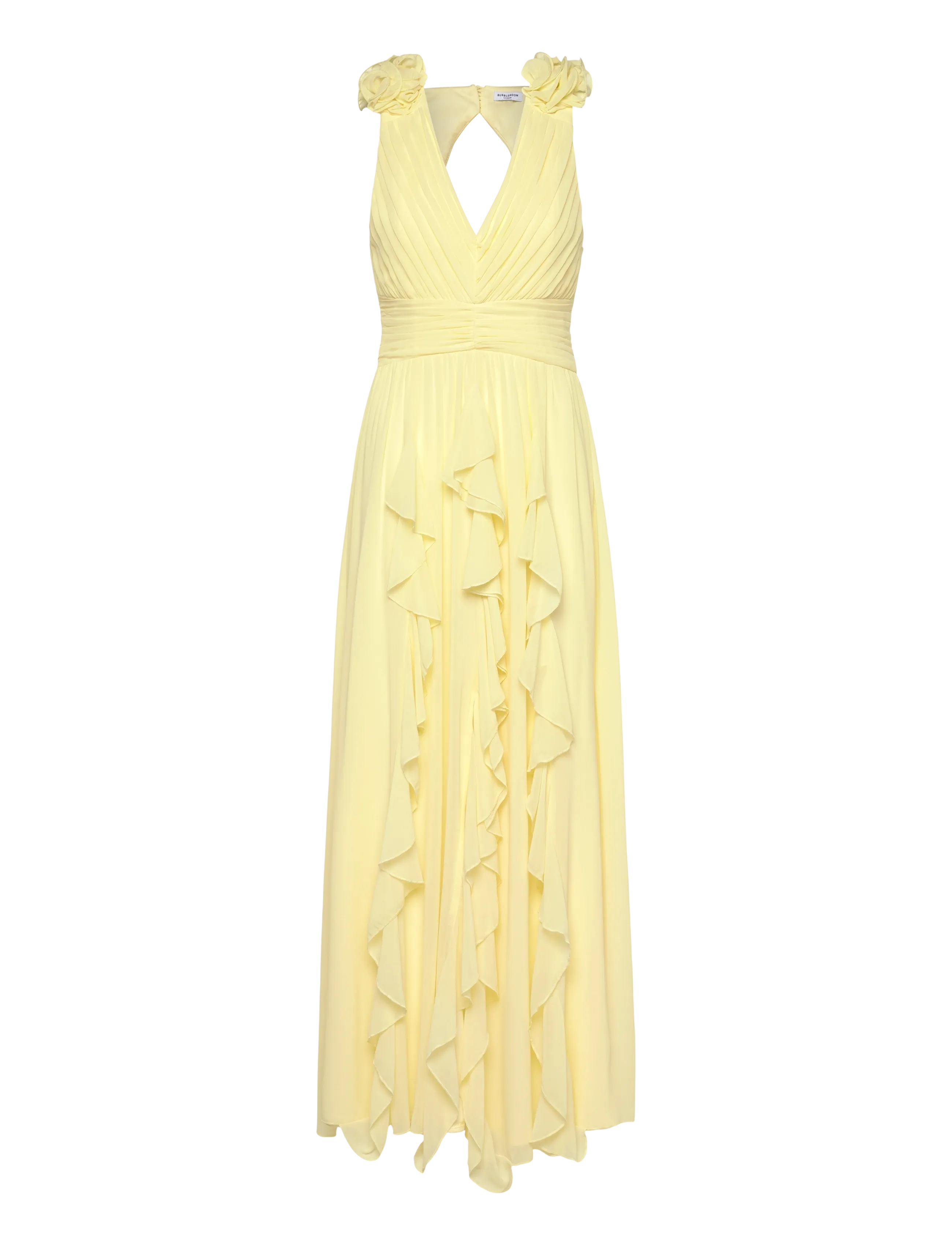 BUBBLEROOM Frill Ruffle Chiffon Gown Gelb - 36 - Damen