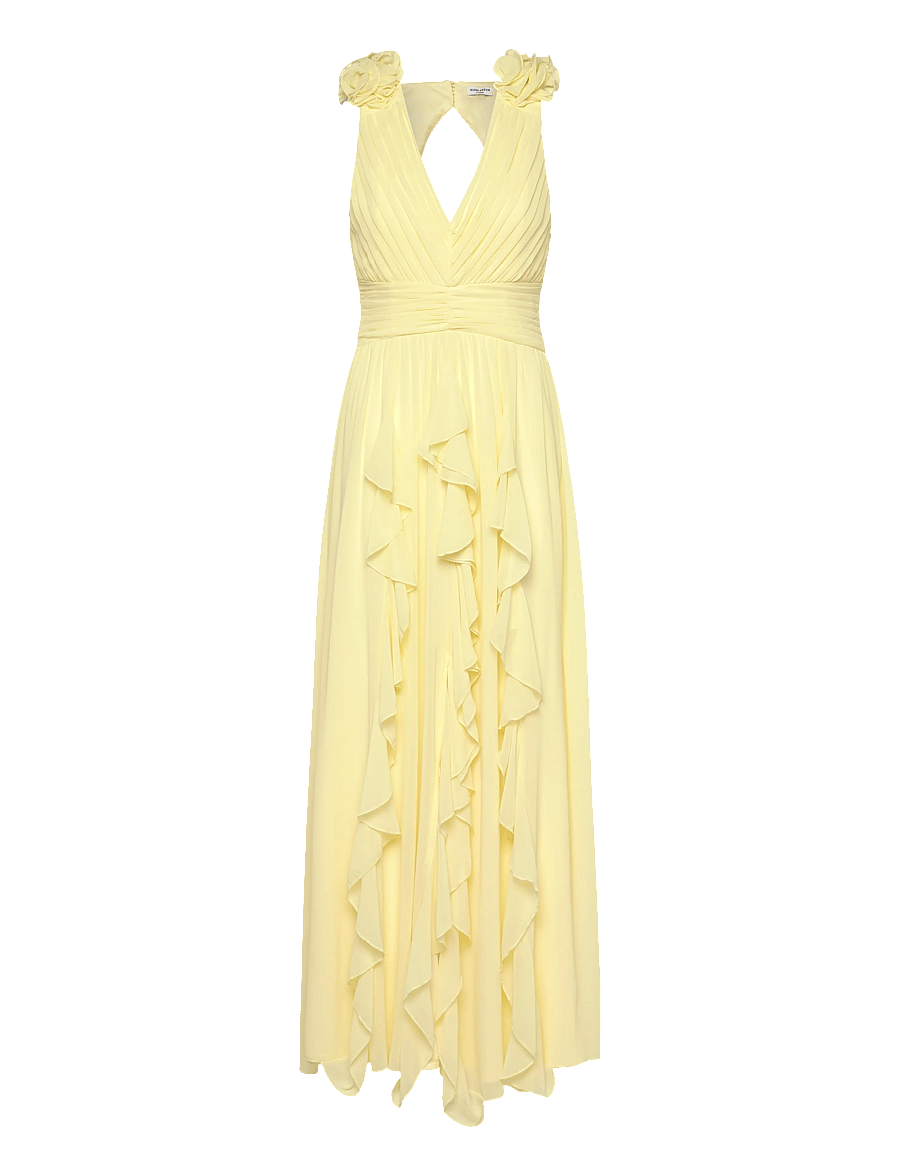 Bubbleroom - Frill Ruffle Chiffon Gown - aftonklänningar - light yellow - 1