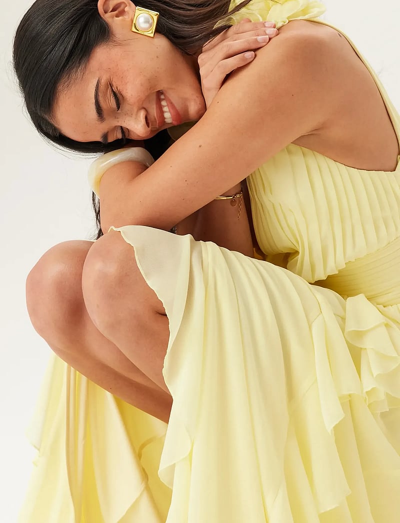Bubbleroom - Frill Ruffle Chiffon Gown - light yellow - 3