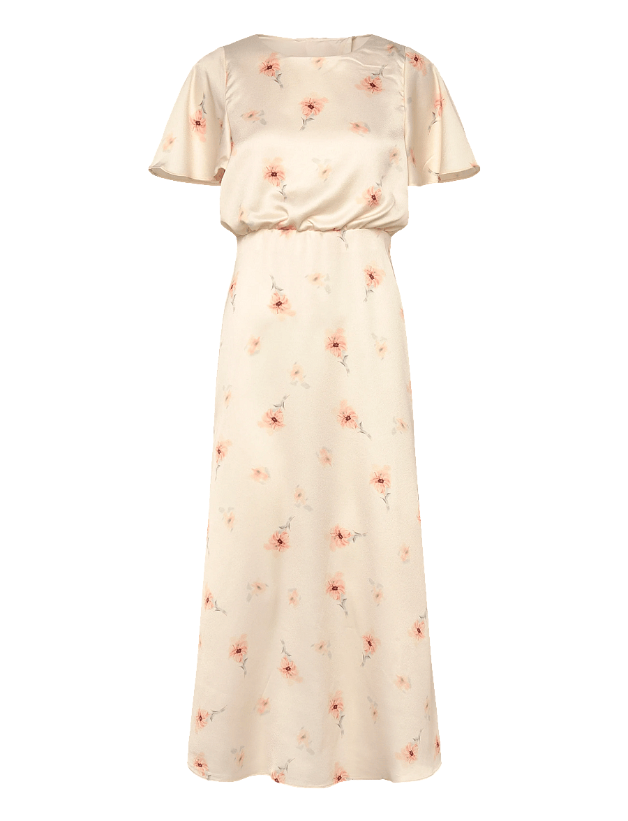 Bubbleroom - Butterfly Sleeve Ankle Dress - sommerkleider - light yellow/patterned - 1