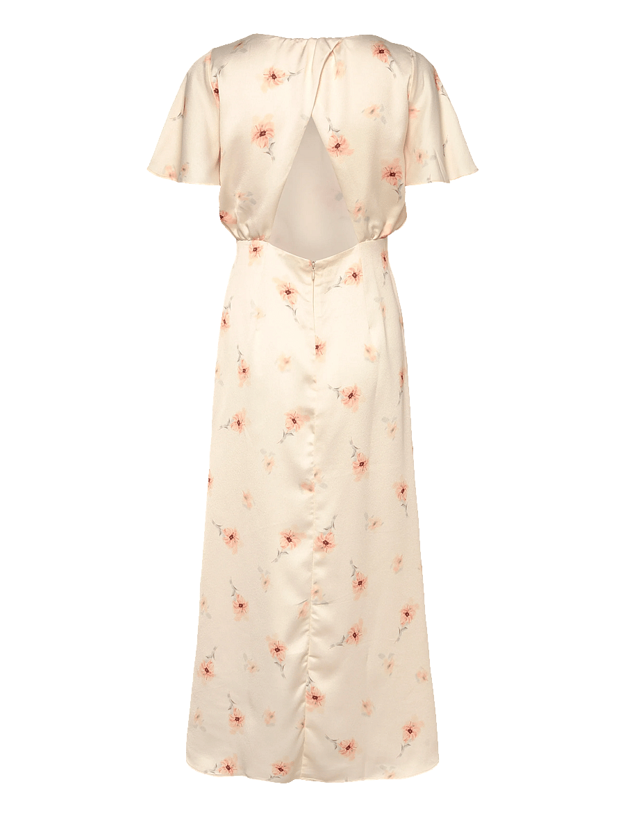 Bubbleroom - Butterfly Sleeve Ankle Dress - sommerkleider - light yellow/patterned - 2