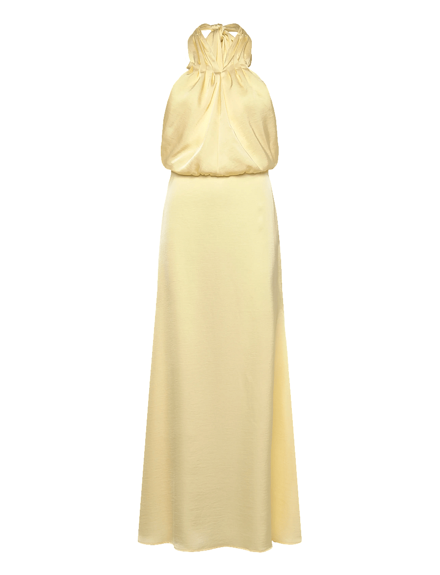 Bubbleroom - Halterneck Satin Gown - robes de soirée - butter yellow - 1