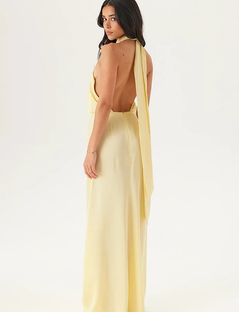 Bubbleroom - Halterneck Satin Gown - aftenkjoler - butter yellow - 3