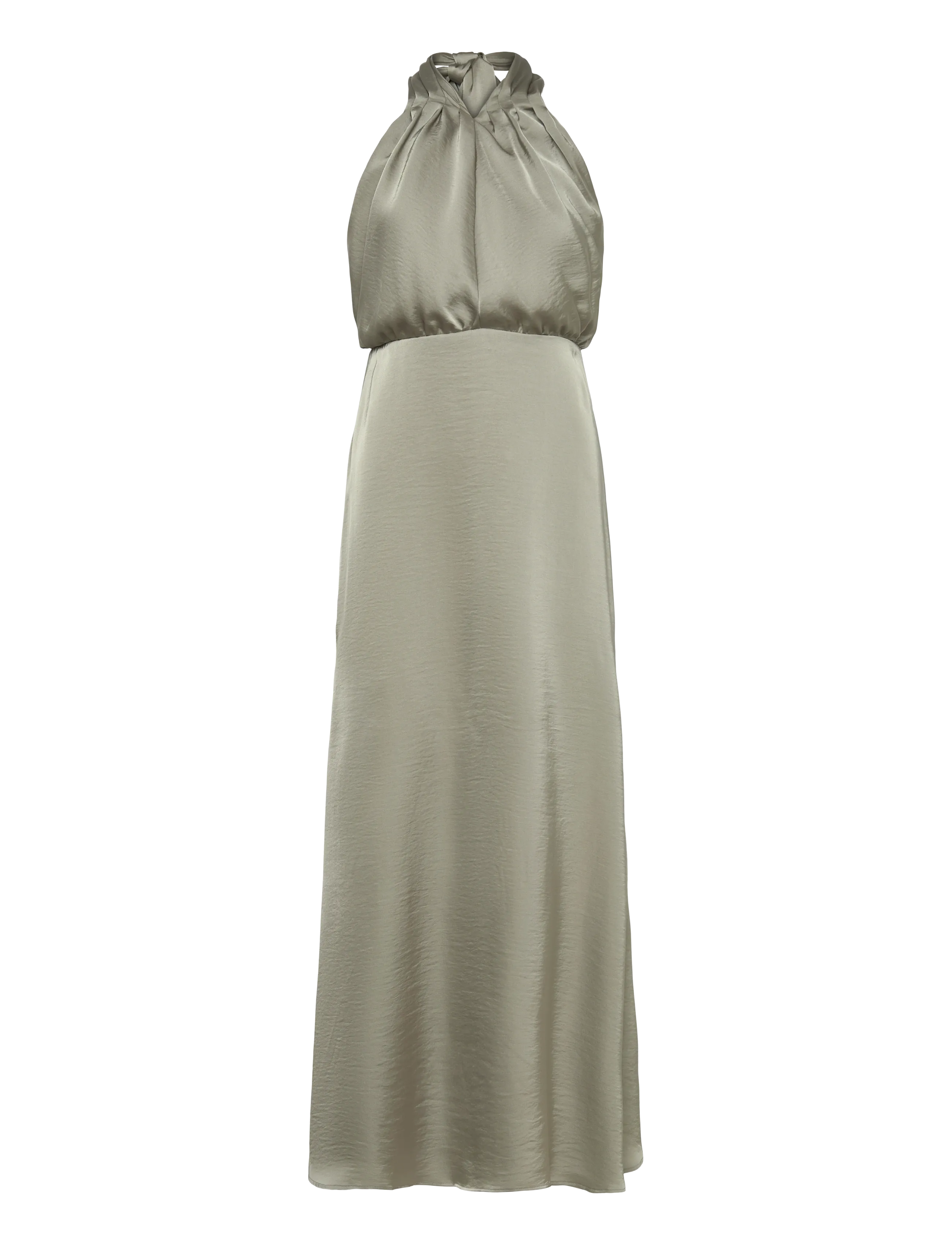 BUBBLEROOM Halterneck Satin Gown Khaki - 42 - Damen