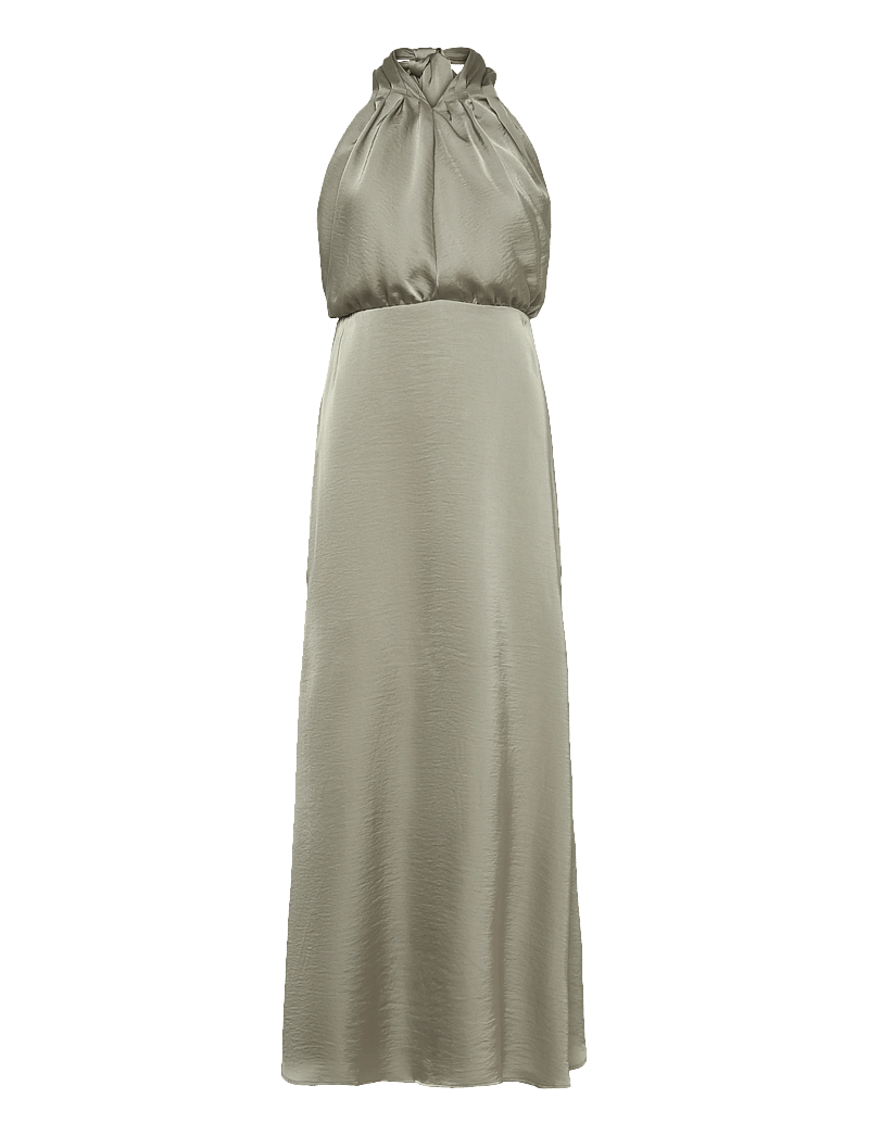 Bubbleroom - Halterneck Satin Gown - aftenkjoler - light khaki green - 1
