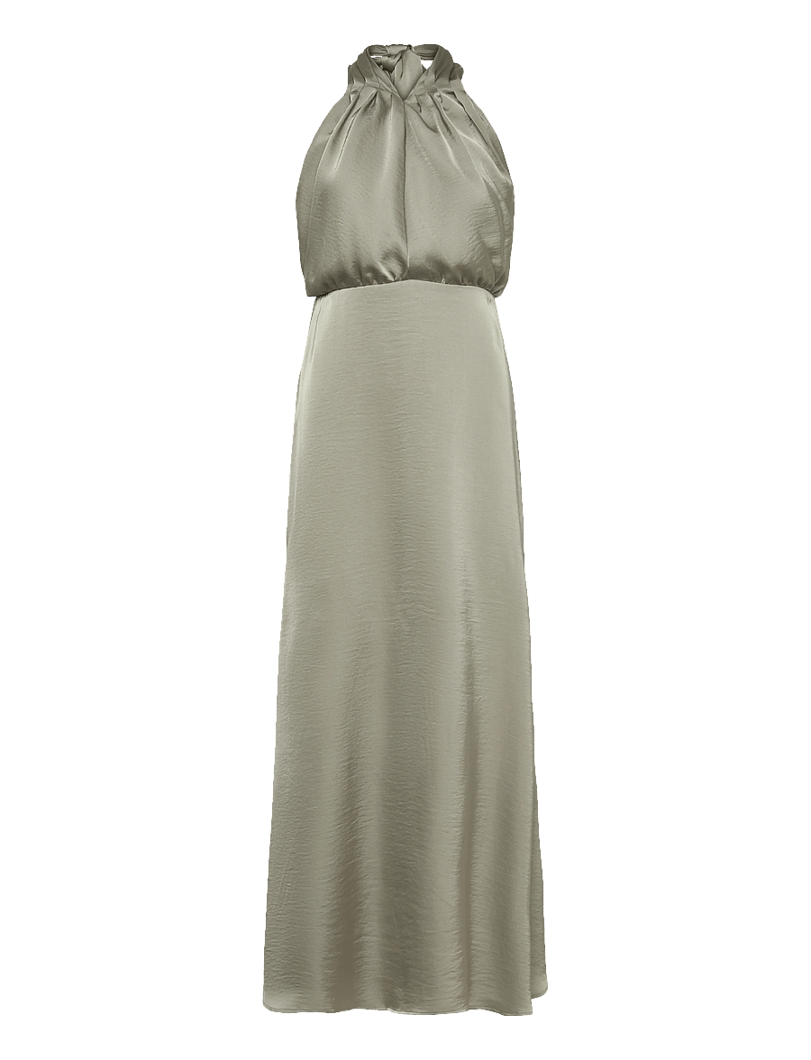 Bubbleroom - Halterneck Satin Gown - abendkleider - light khaki green - 1