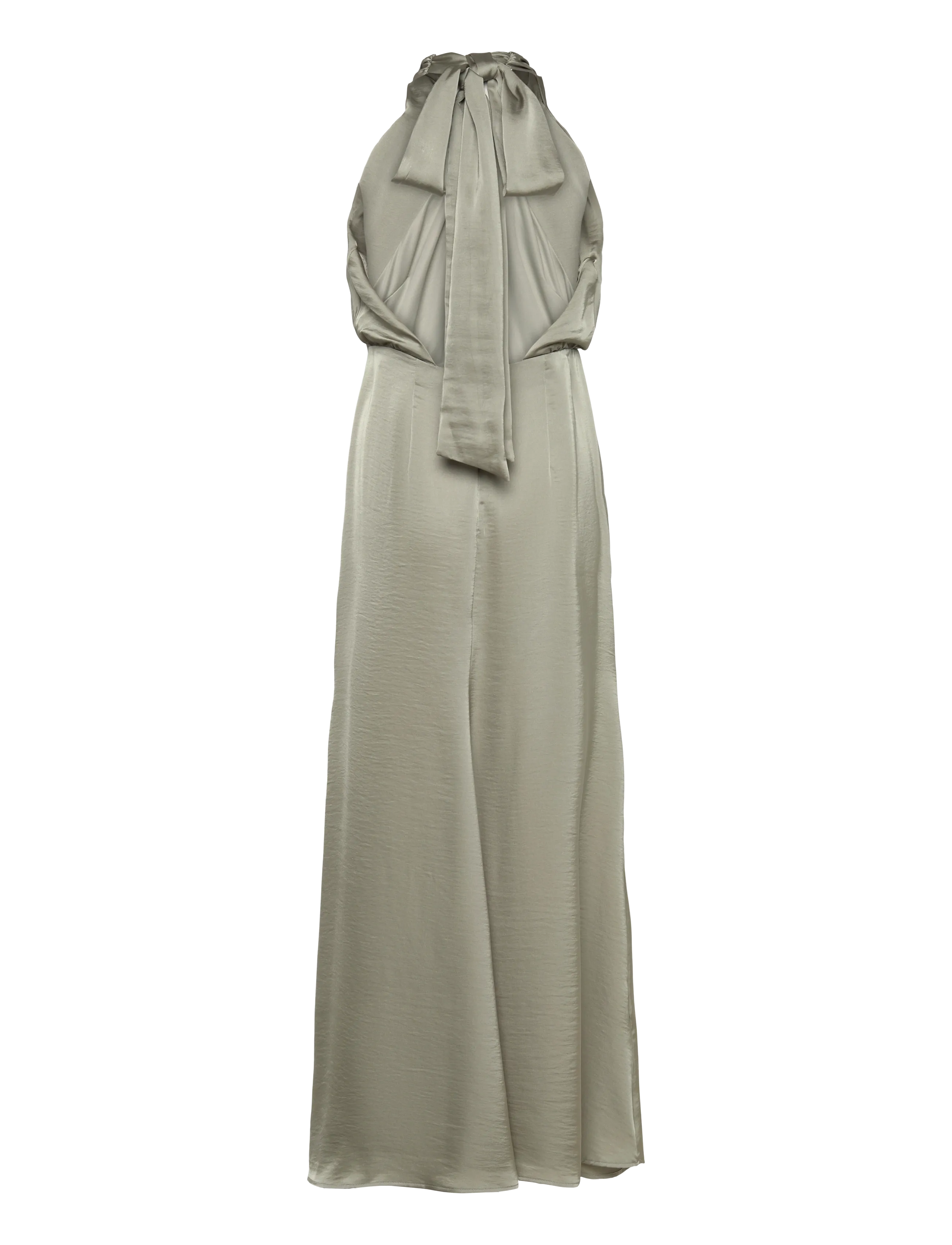 Bubbleroom - Halterneck Satin Gown - evening dresses - light khaki green - 2