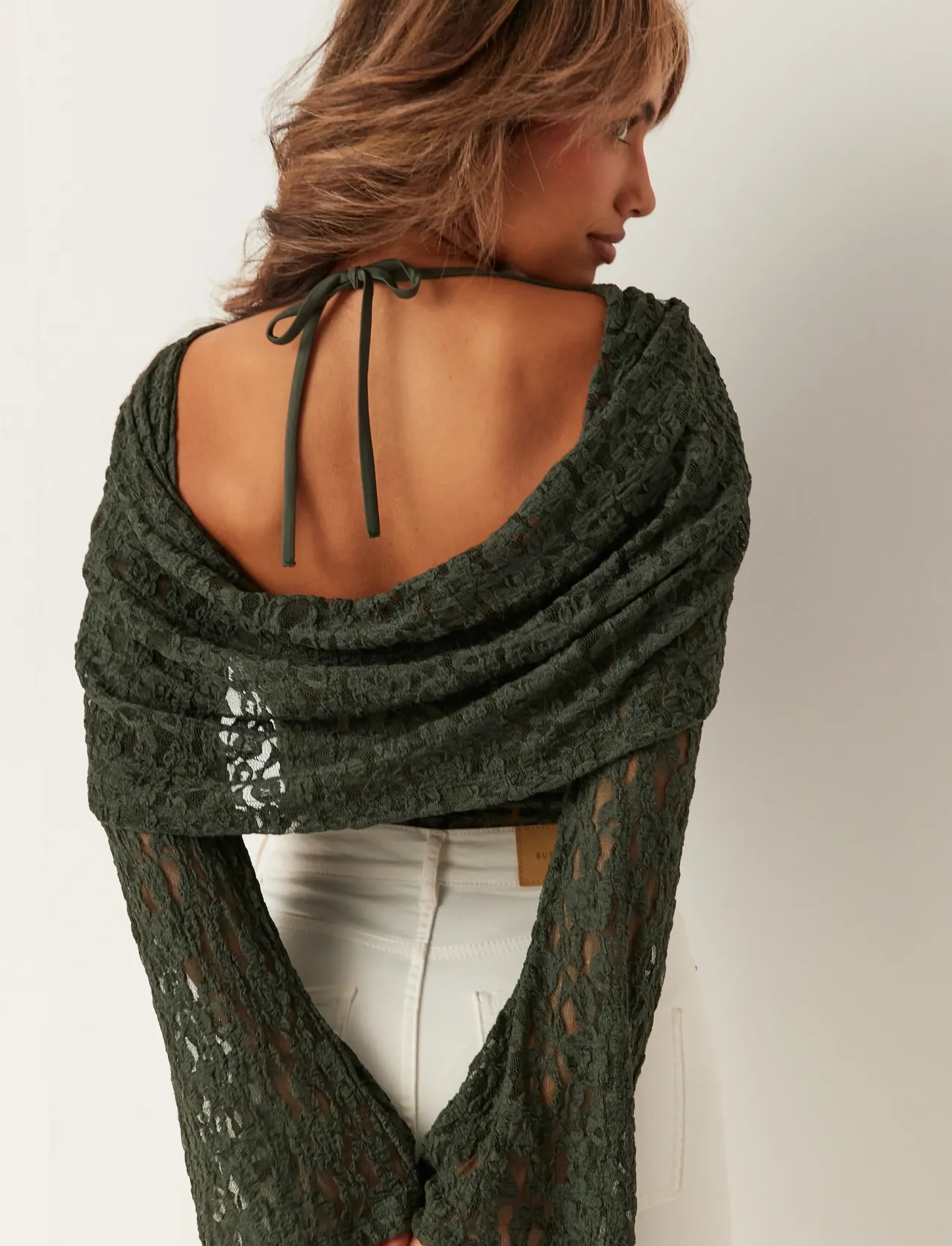 Bubbleroom - Drapy Lace Top - laveste priser - dark green - 3