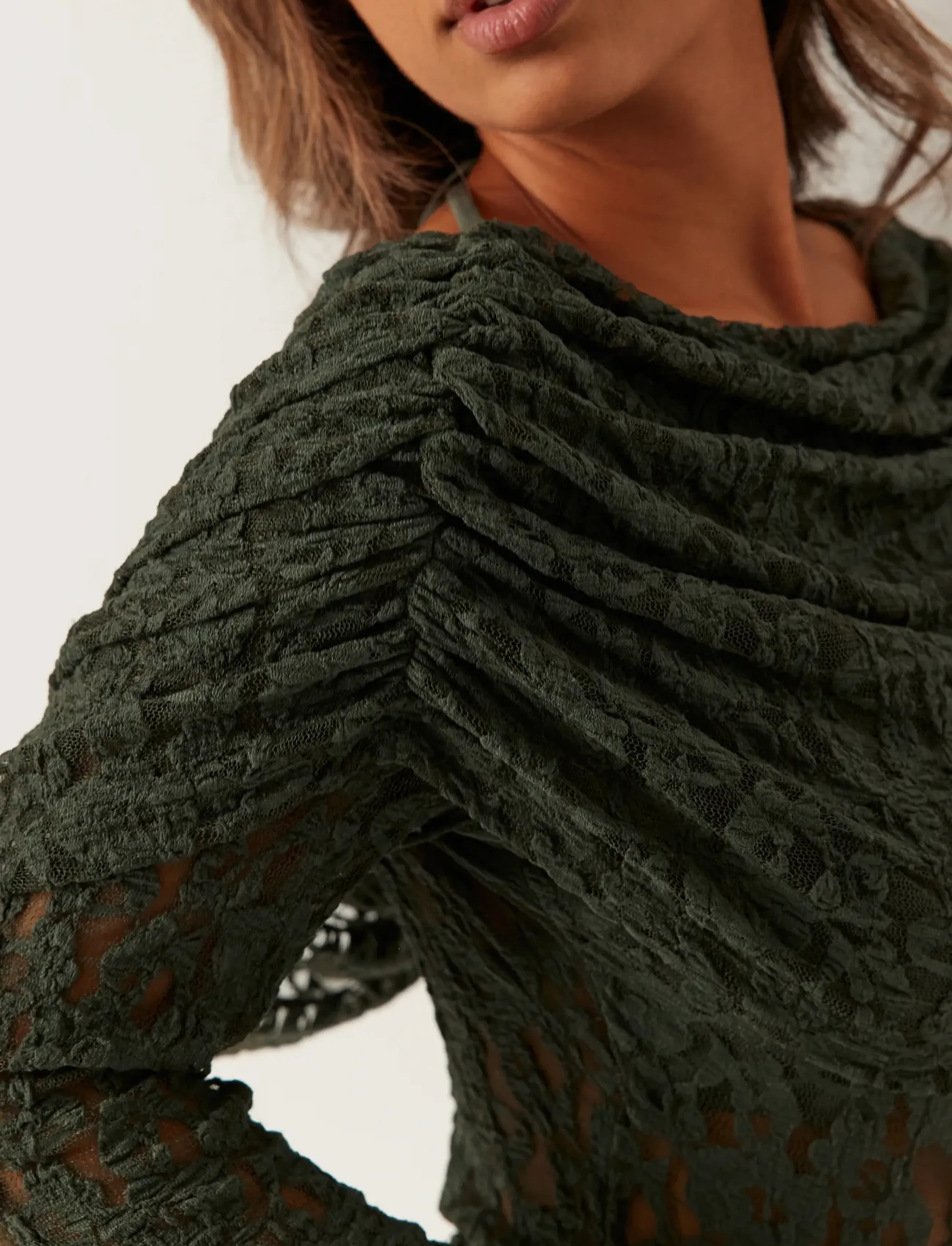 Bubbleroom - Drapy Lace Top - laveste priser - dark green - 5
