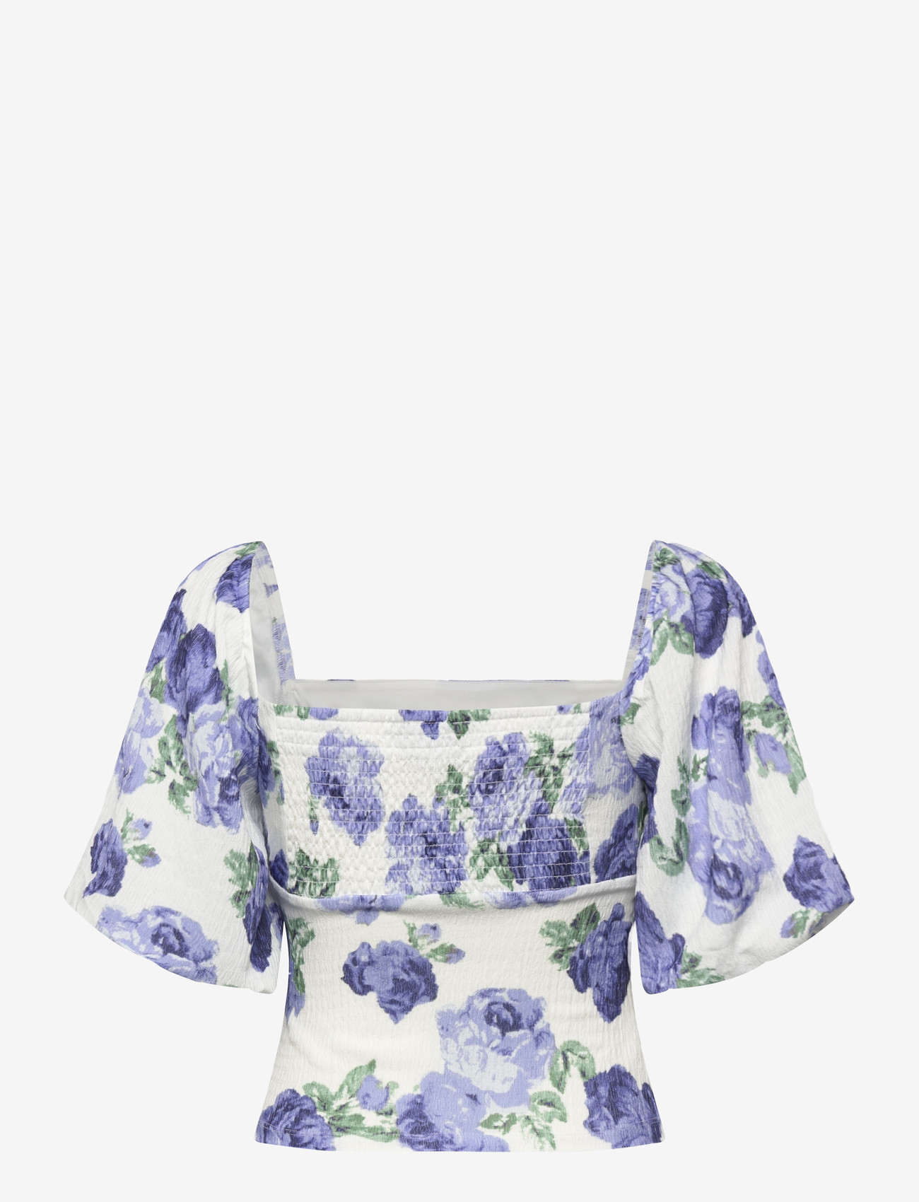 Bubbleroom - Volume Sleeve Top - crop tops - blue/floral - 2