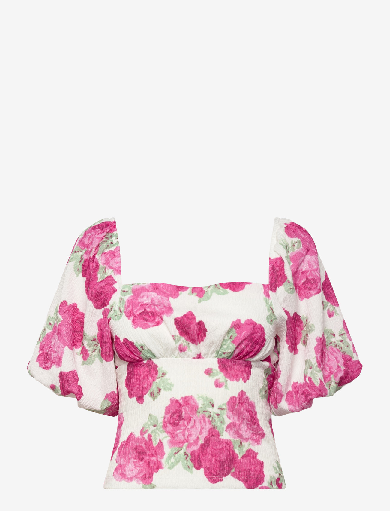 Bubbleroom - Volume Sleeve Top - crop tops - pink/floral - 1