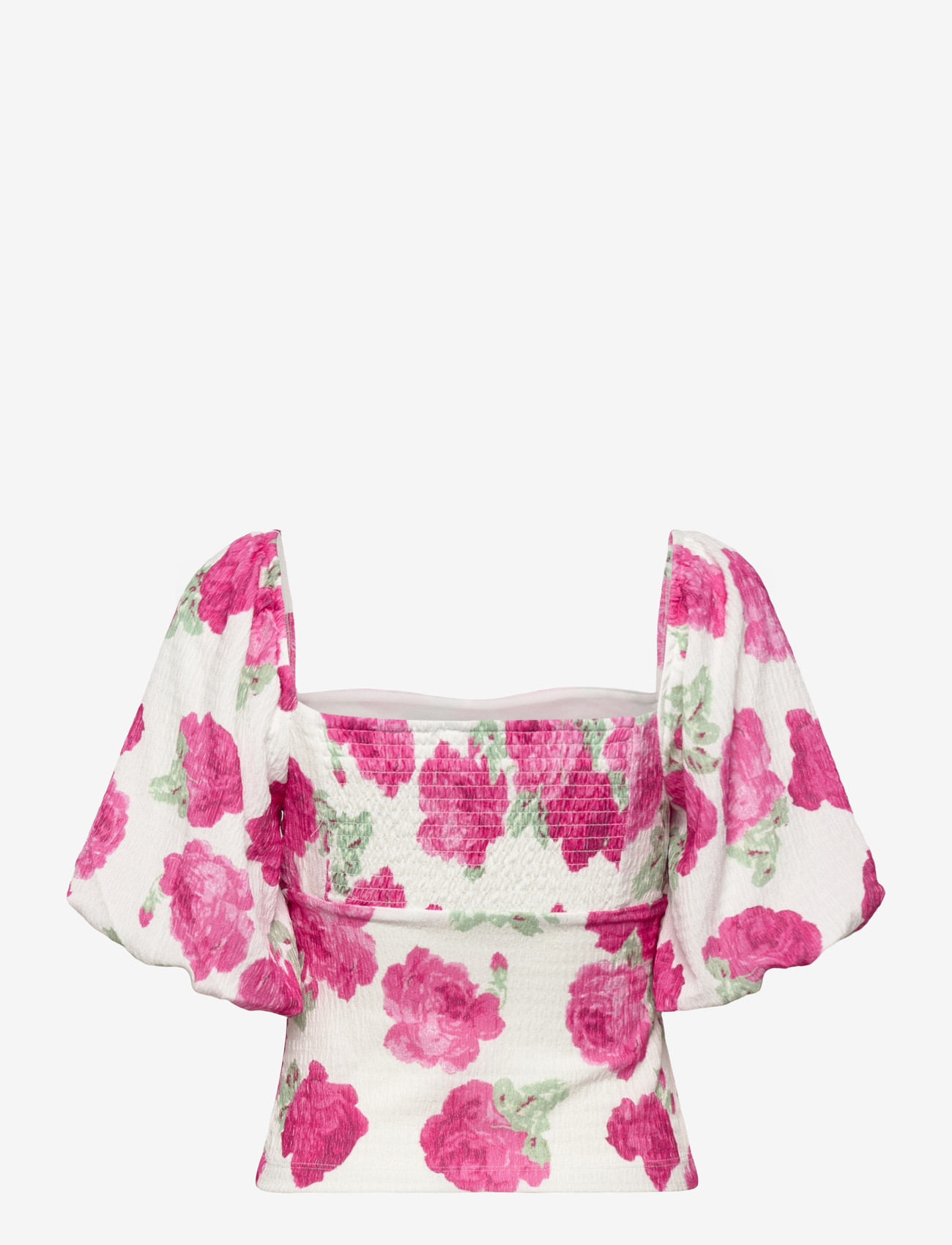 Bubbleroom - Volume Sleeve Top - crop tops - pink/floral - 2