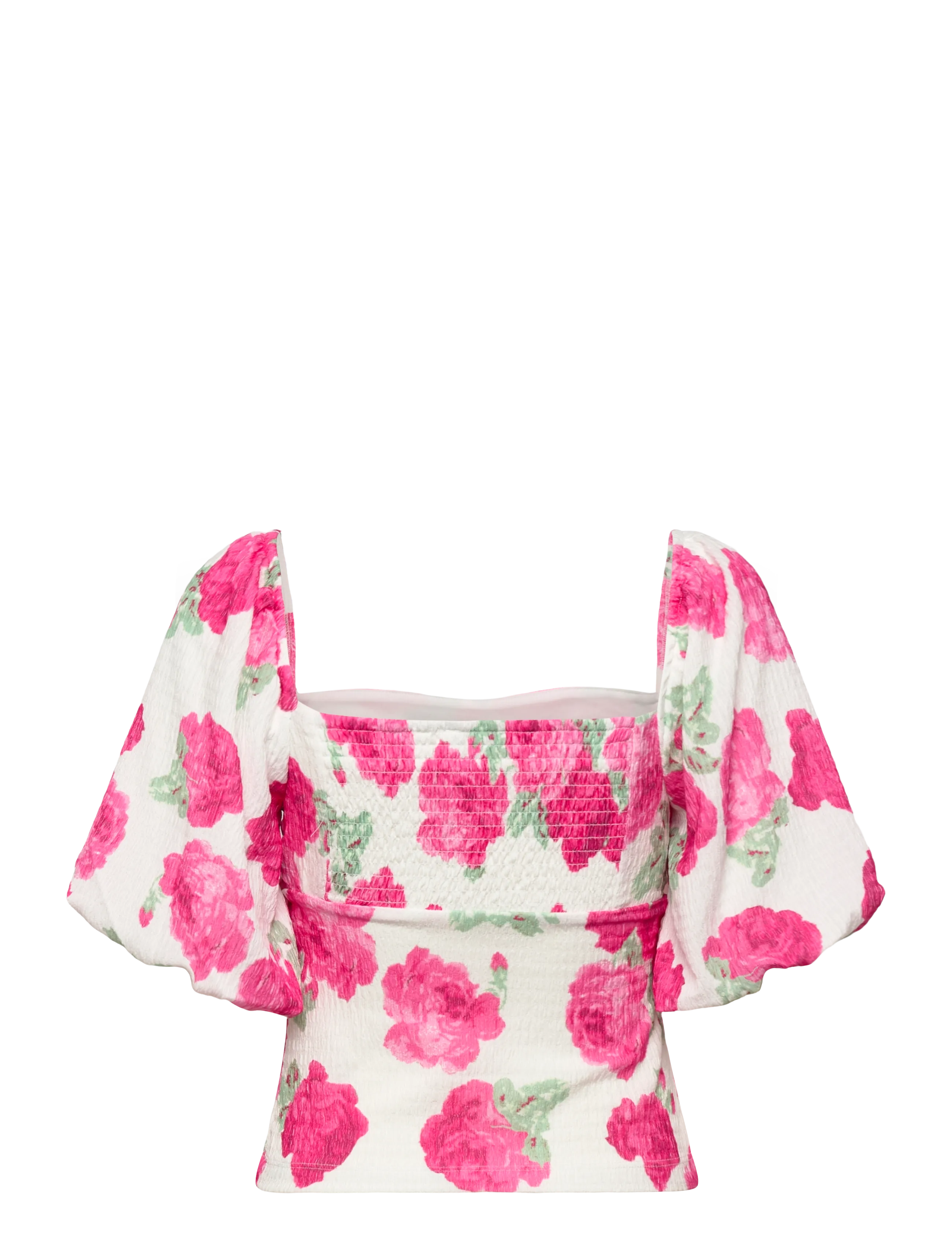 Bubbleroom - Volume Sleeve Top - crop tops - pink/floral - 2