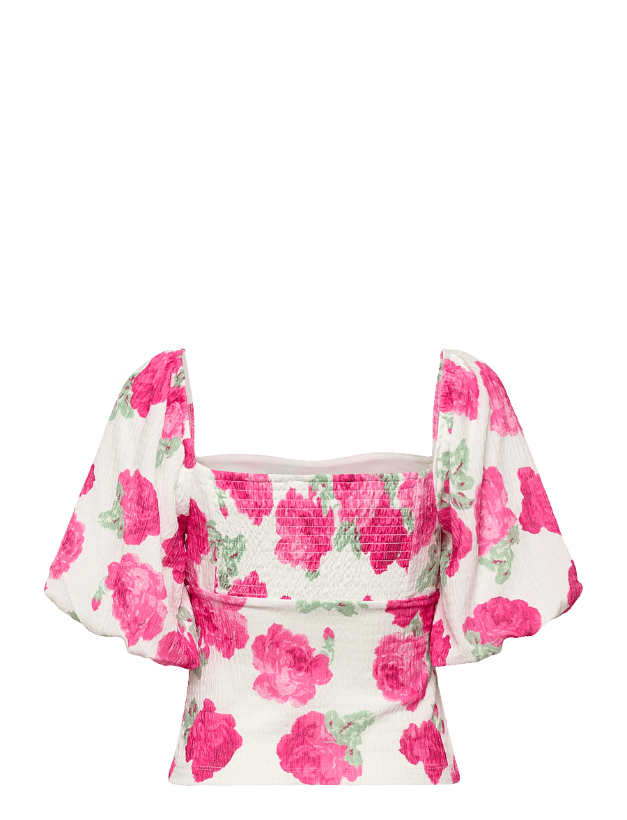 Bubbleroom - Volume Sleeve Top - kurzärmelige blusen - pink/floral - 2