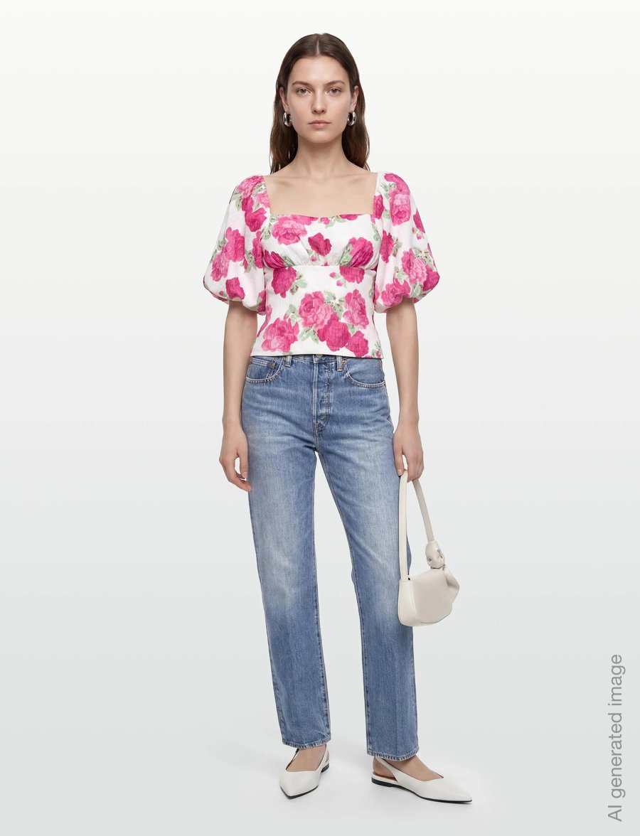 Bubbleroom - Volume Sleeve Top - kurzärmelige blusen - pink/floral - 0