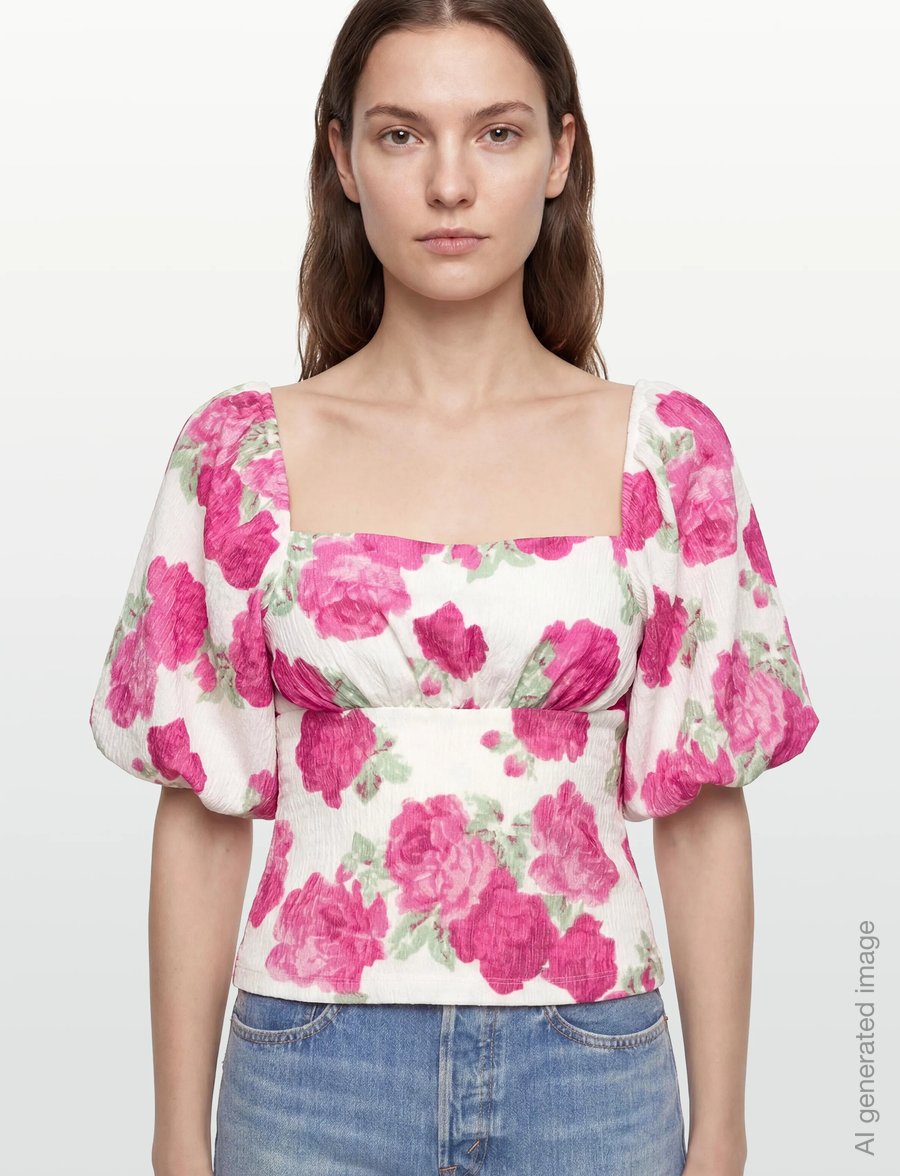 Bubbleroom - Volume Sleeve Top - kurzärmelige blusen - pink/floral - 3