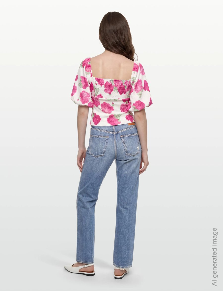 Bubbleroom - Volume Sleeve Top - kurzärmelige blusen - pink/floral - 4