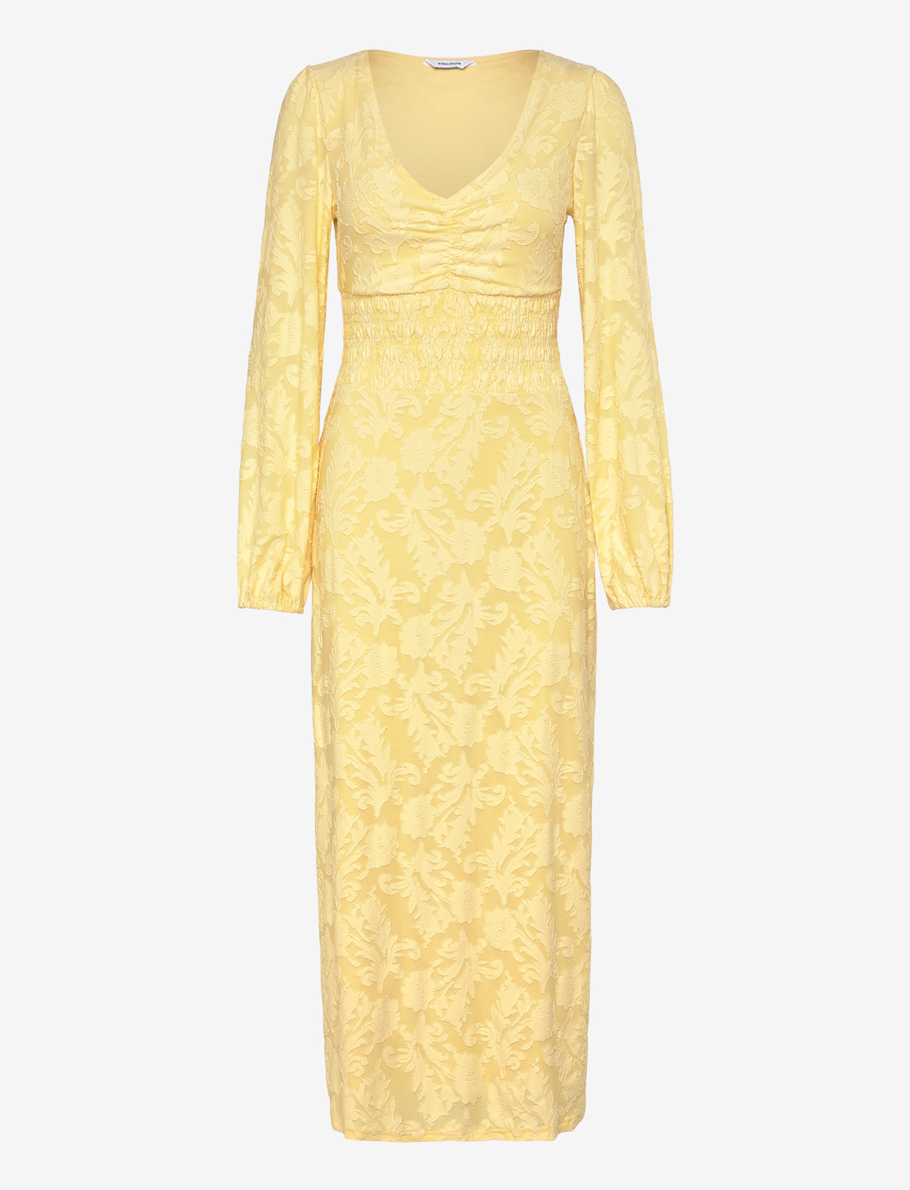 Bubbleroom - Structure Floral Smock Maxi Dress - sommerkjoler - light yellow - 1