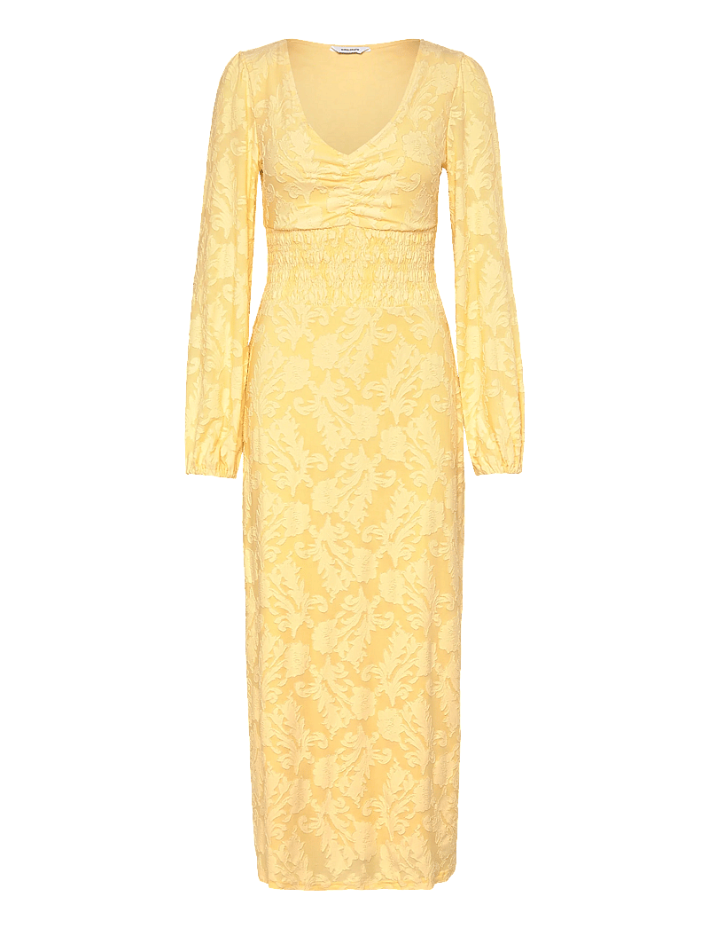 Bubbleroom - Structure Floral Smock Maxi Dress - sommerkjoler - light yellow - 1